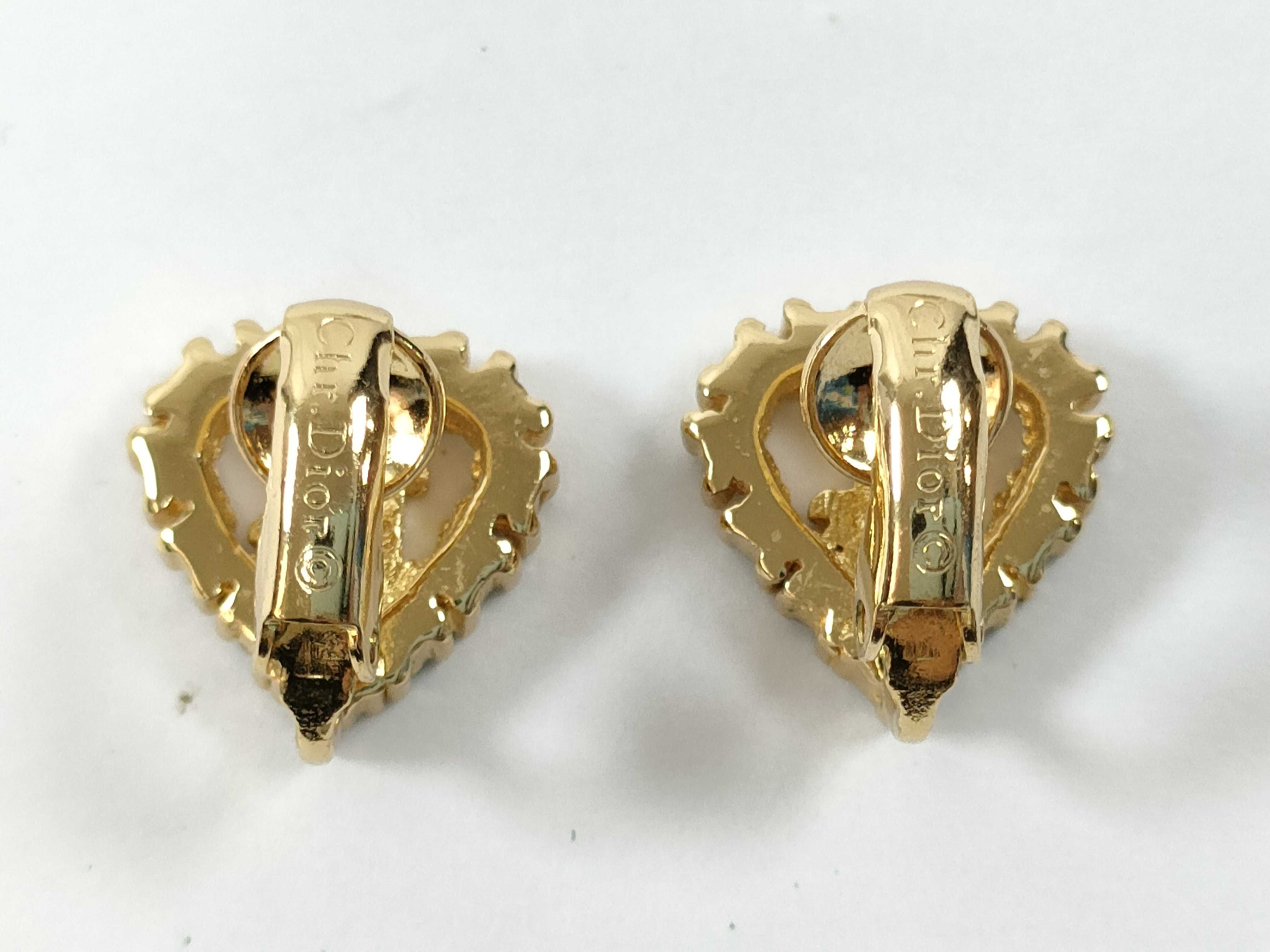 Logo Heart Rhinestone Gold Earrings — view 3