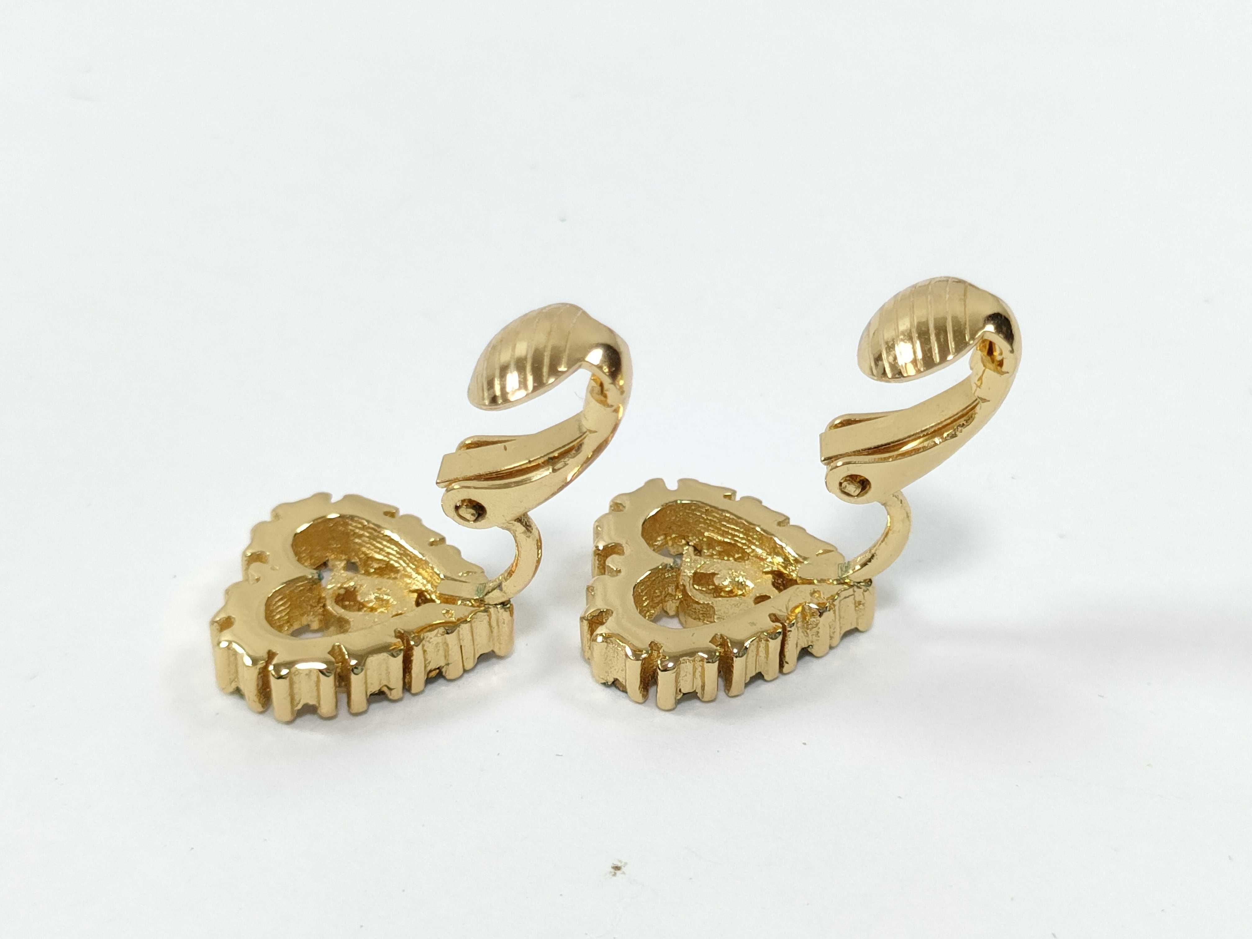 Logo Heart Rhinestone Gold Earrings — view 5