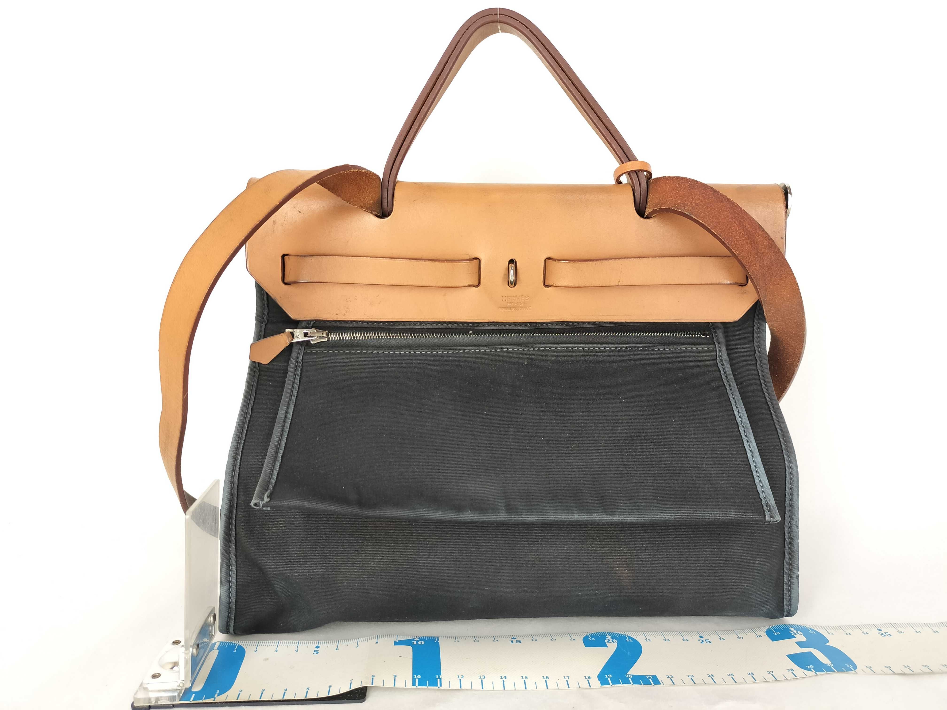 Herbag ID- Herbag PM Toile Officier X Vache Hunter Silver Metal Fittings Canvas Handbag — view 2