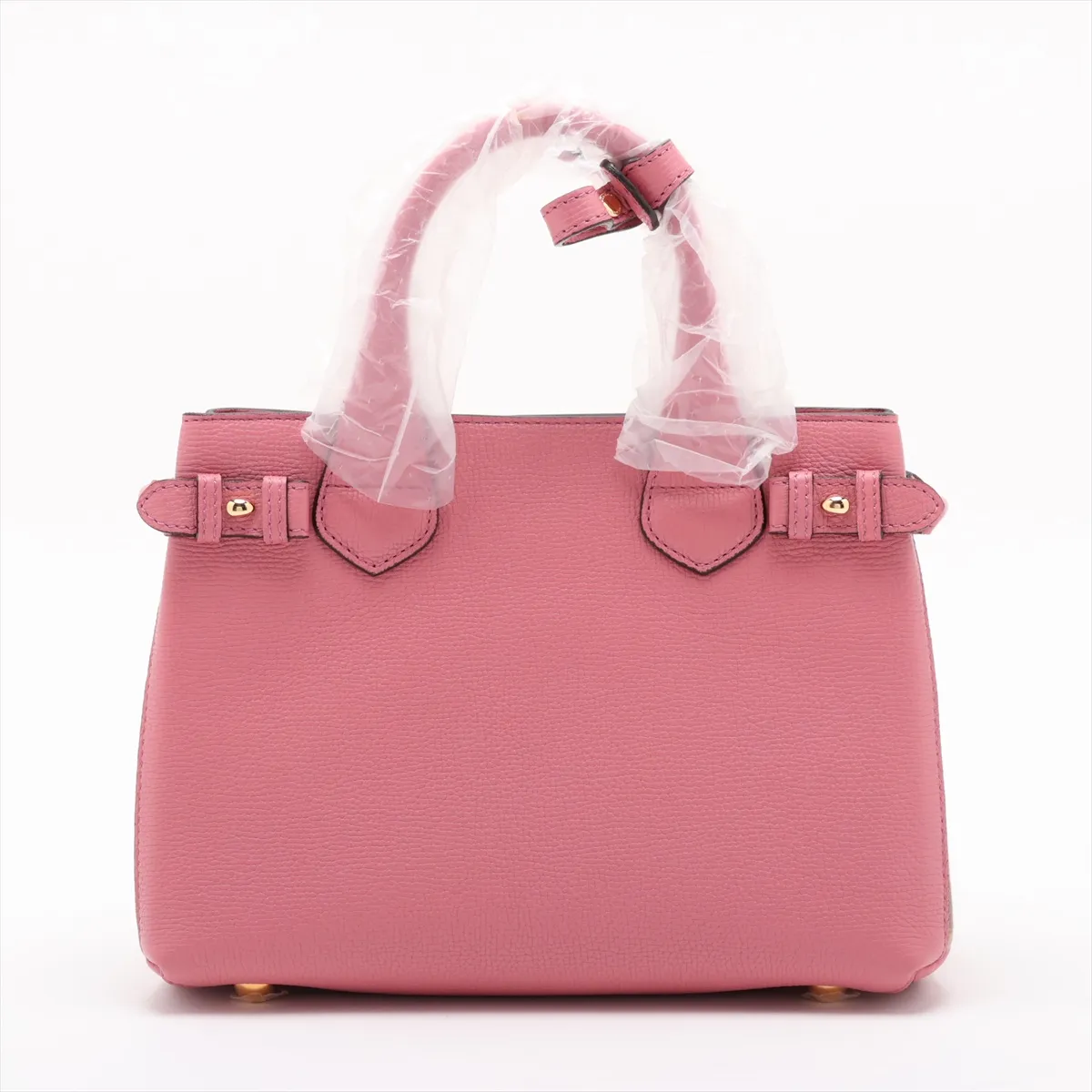 Small Banner Leather x Canvas 2-Way Handbag Pink x Beige — view 2