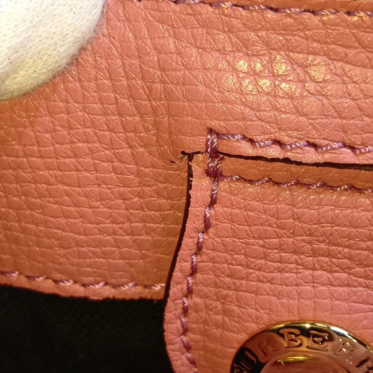 Small Banner Leather x Canvas 2-Way Handbag Pink x Beige — view 15