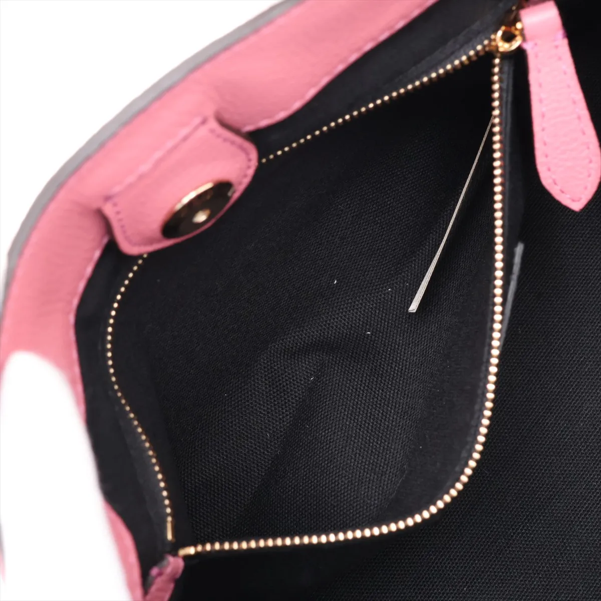 Small Banner Leather x Canvas 2-Way Handbag Pink x Beige — view 9