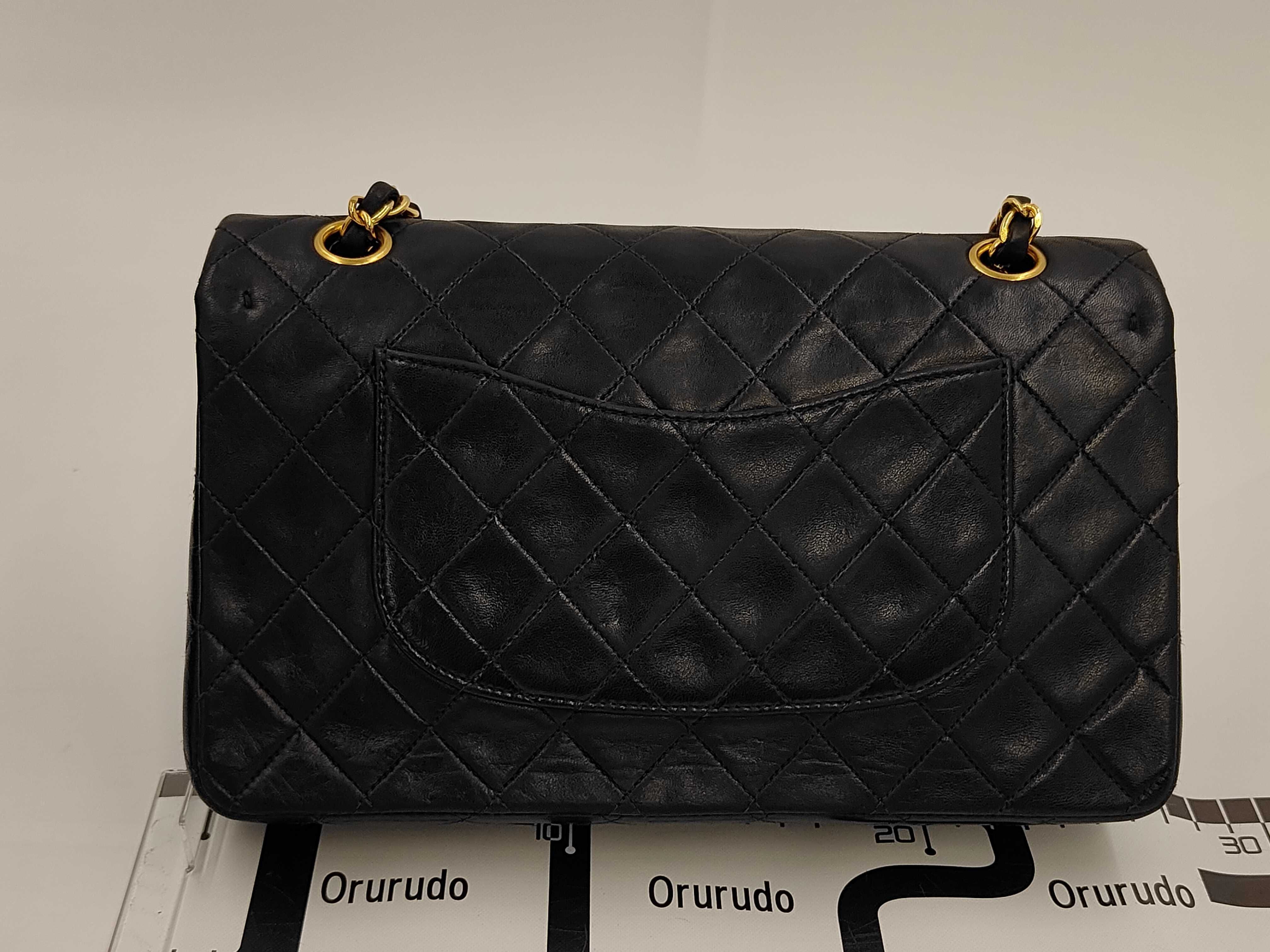 Matelassé Lambskin Double Flap Double Chain Shoulder Bag, Black, Series 4, Gold Hardware — view 2
