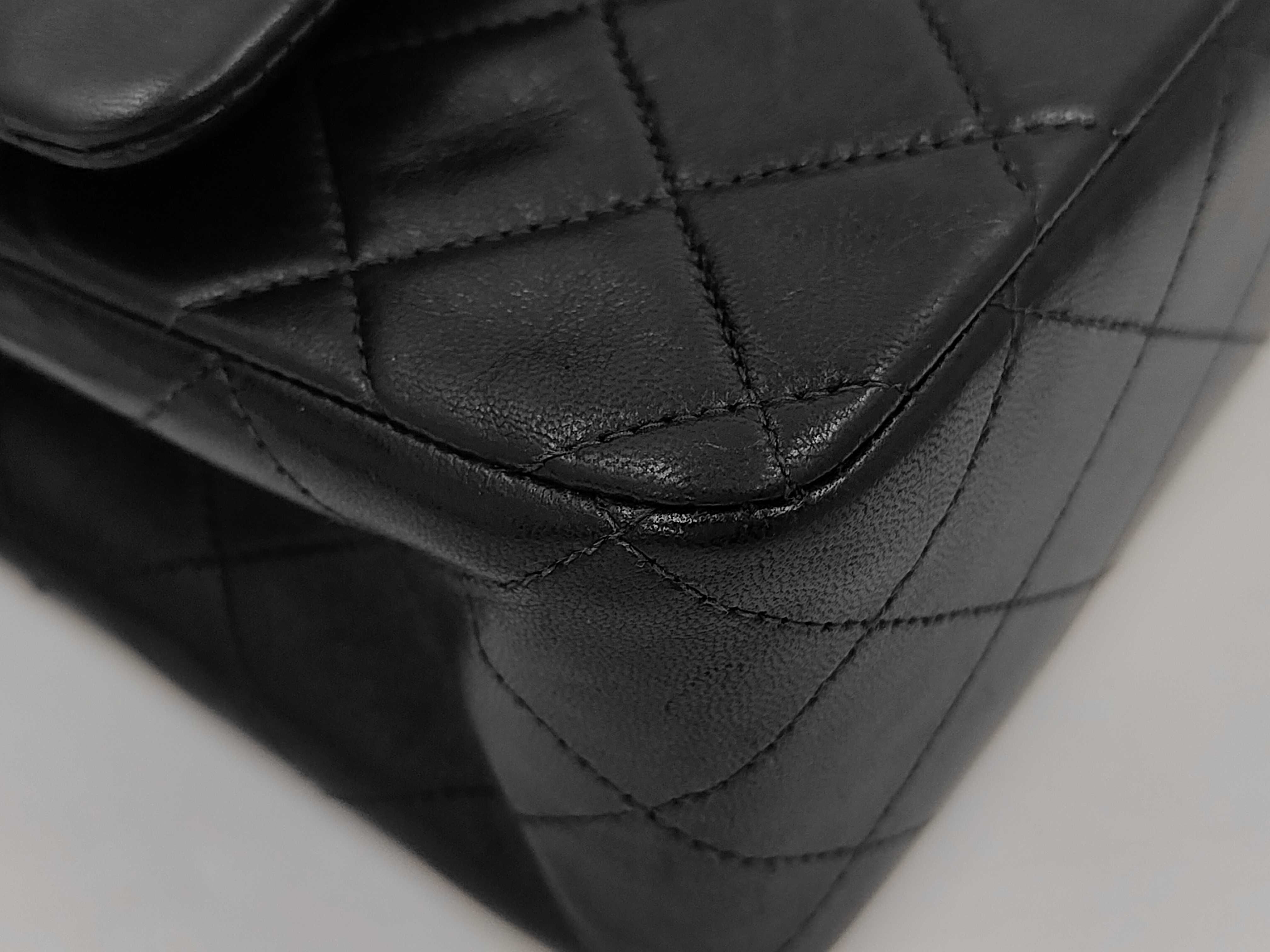 Matelassé Lambskin Double Flap Double Chain Shoulder Bag, Black, Series 4, Gold Hardware — view 3