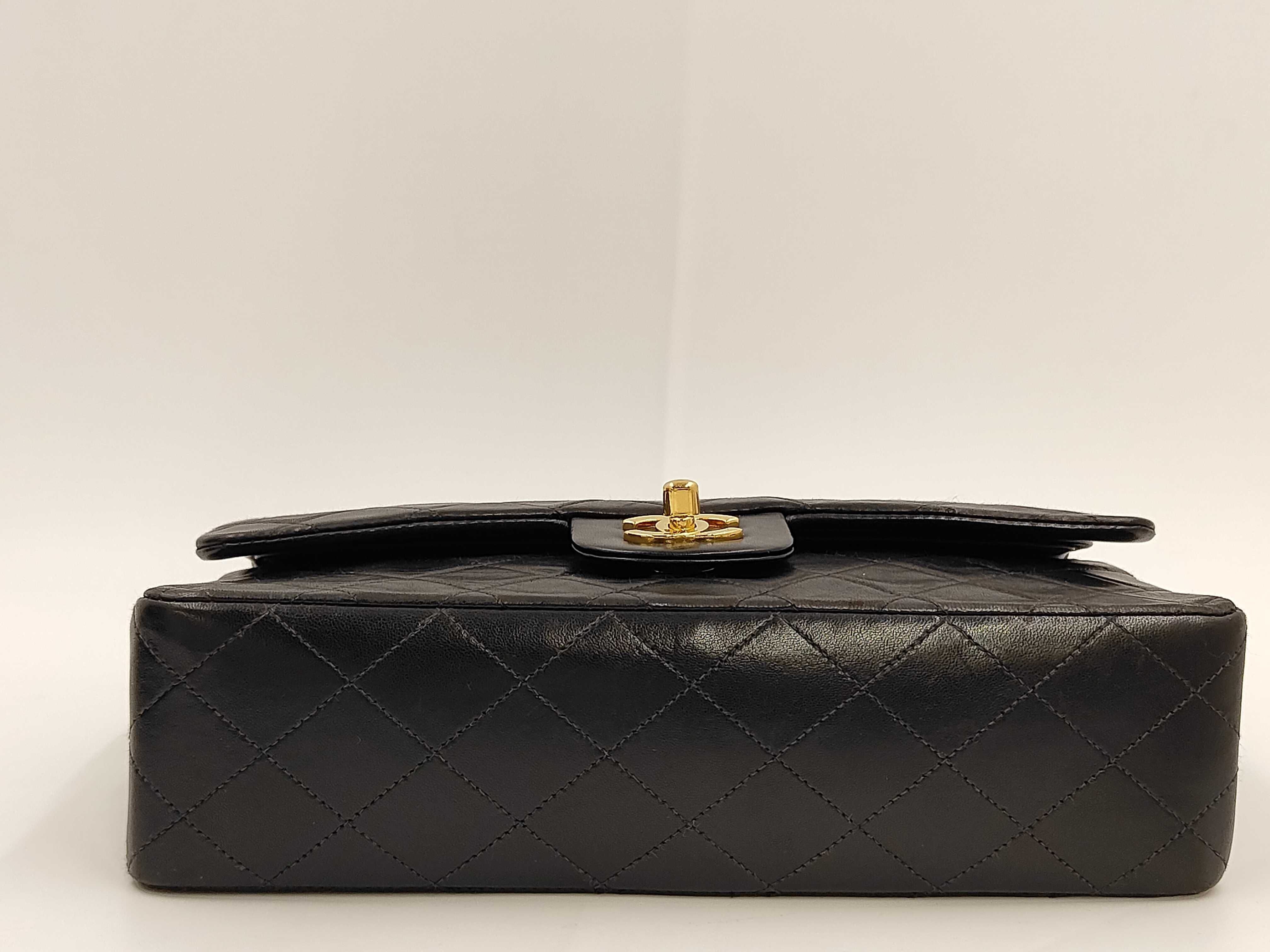Matelassé Lambskin Double Flap Double Chain Shoulder Bag, Black, Series 4, Gold Hardware — view 4