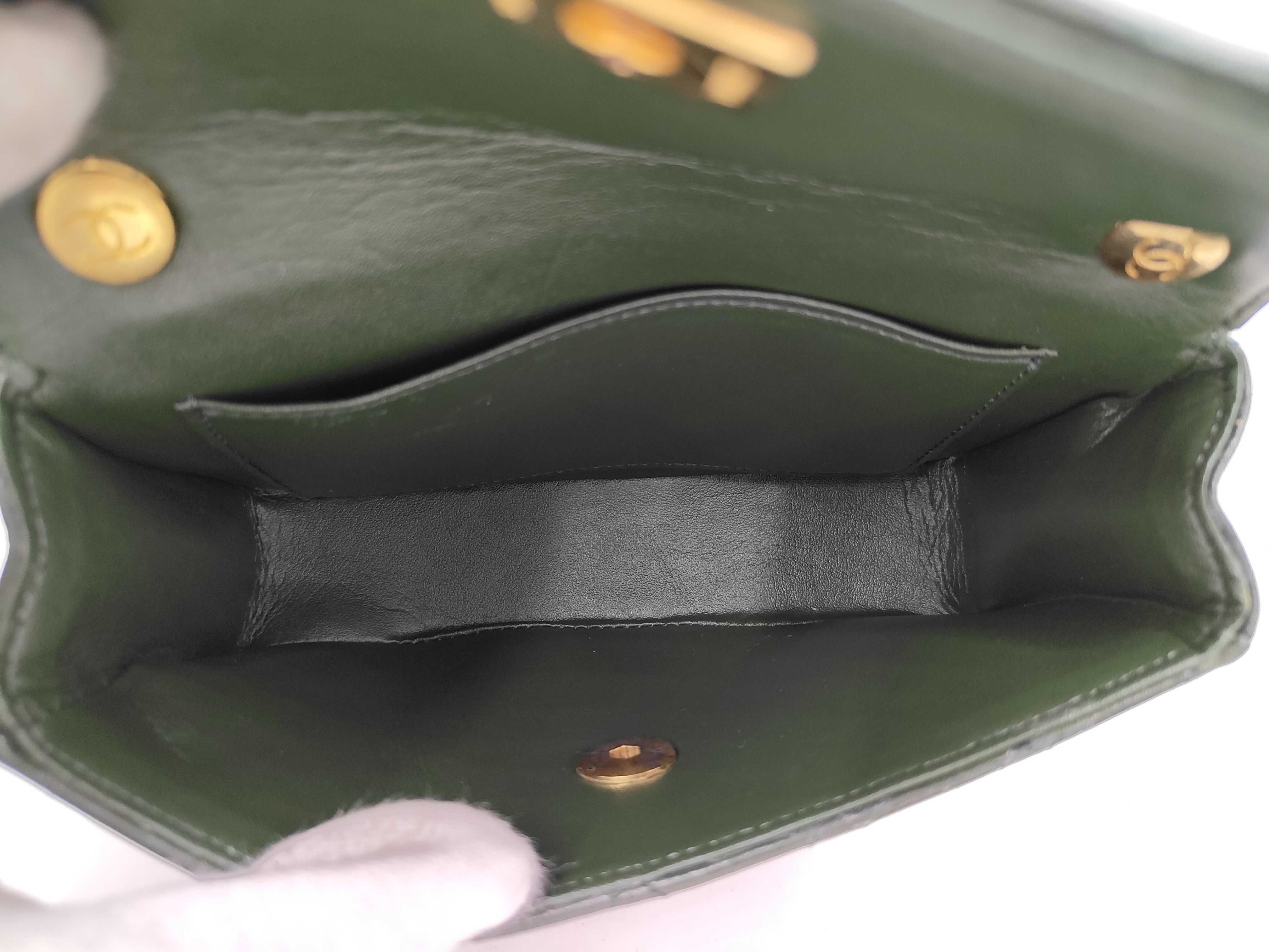 Matelassé Lambskin Chain Shoulder Bag, Green — view 12