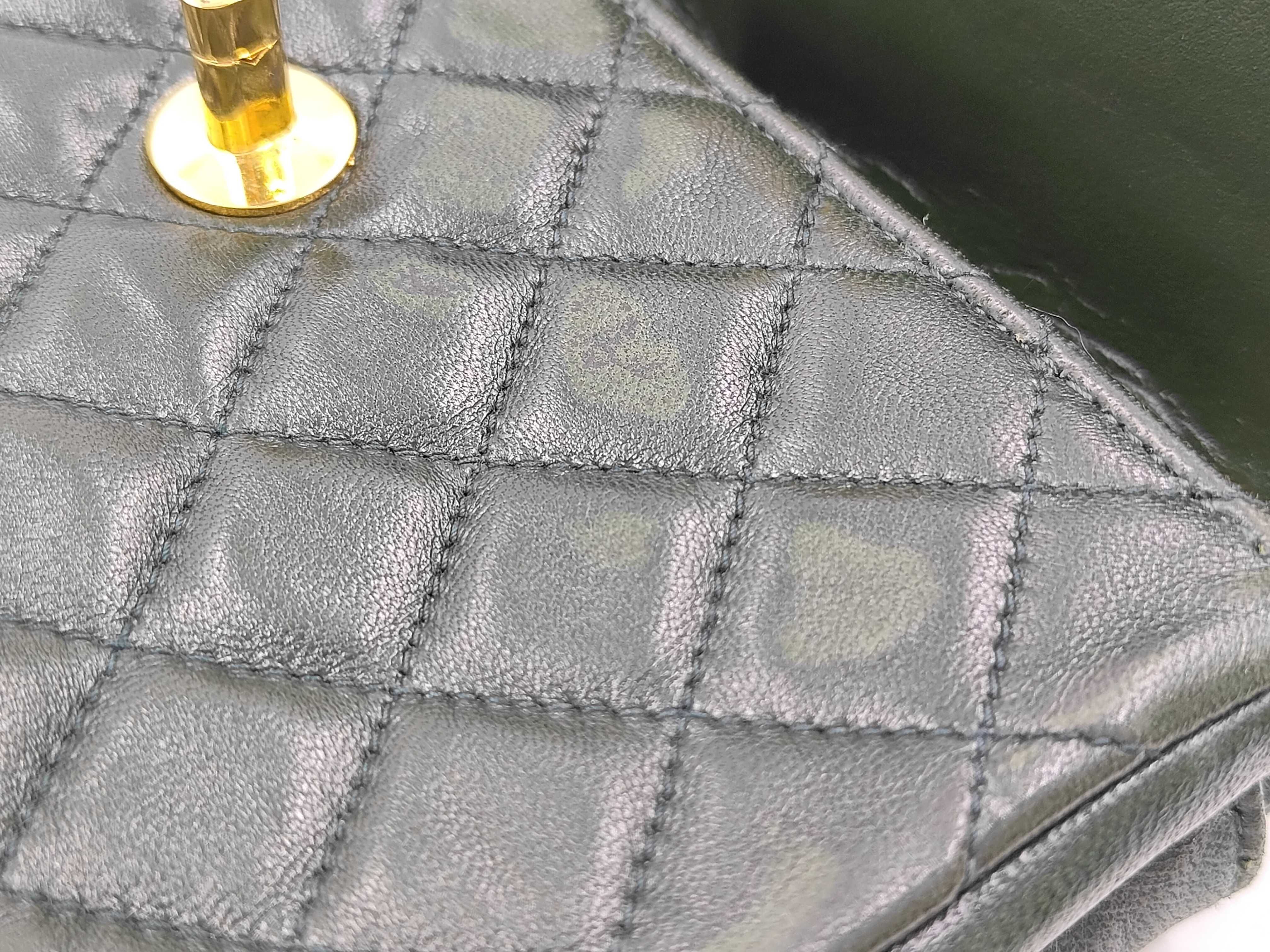 Matelassé Lambskin Chain Shoulder Bag, Green — view 15