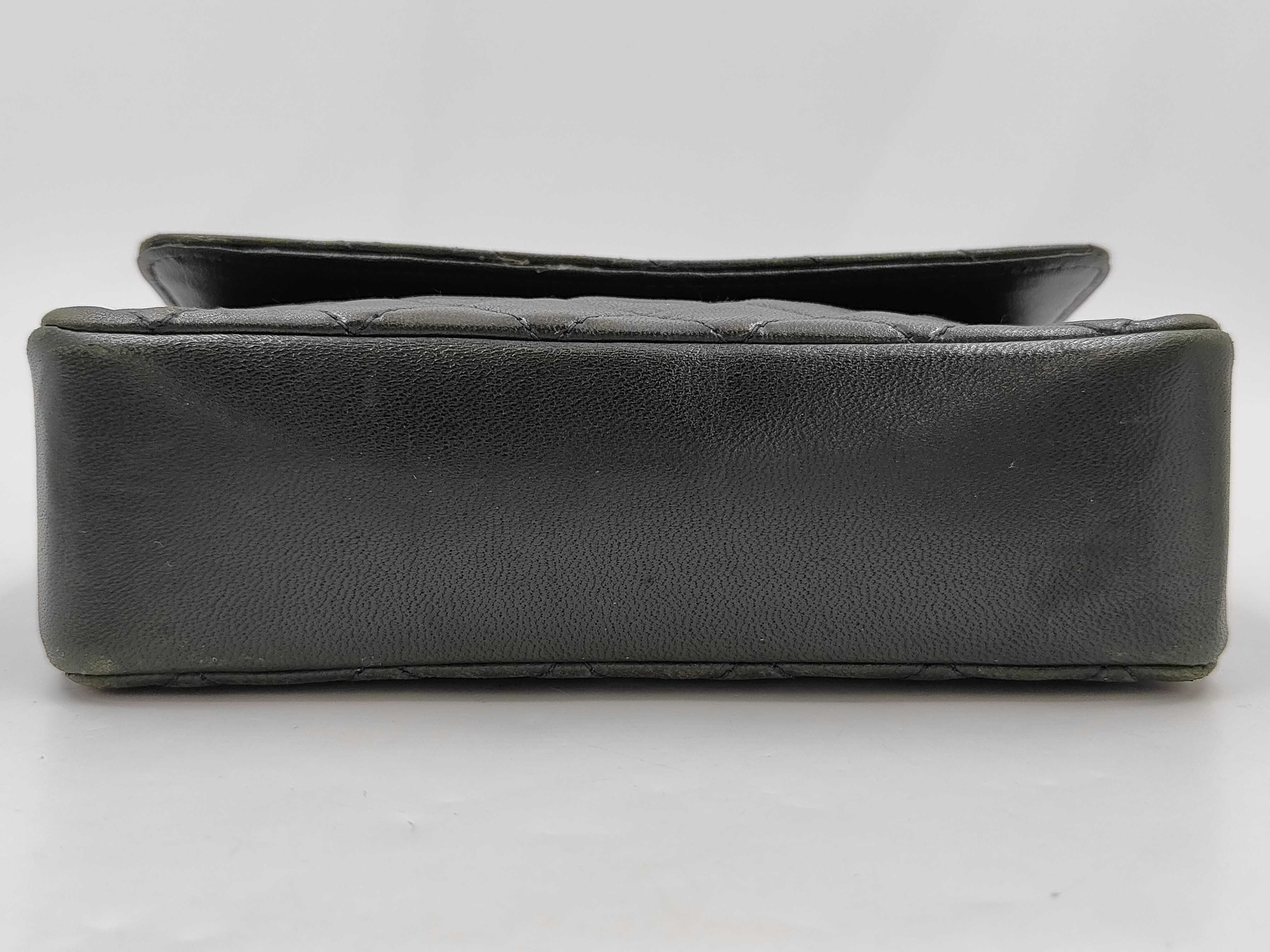 Matelassé Lambskin Chain Shoulder Bag, Green — view 3