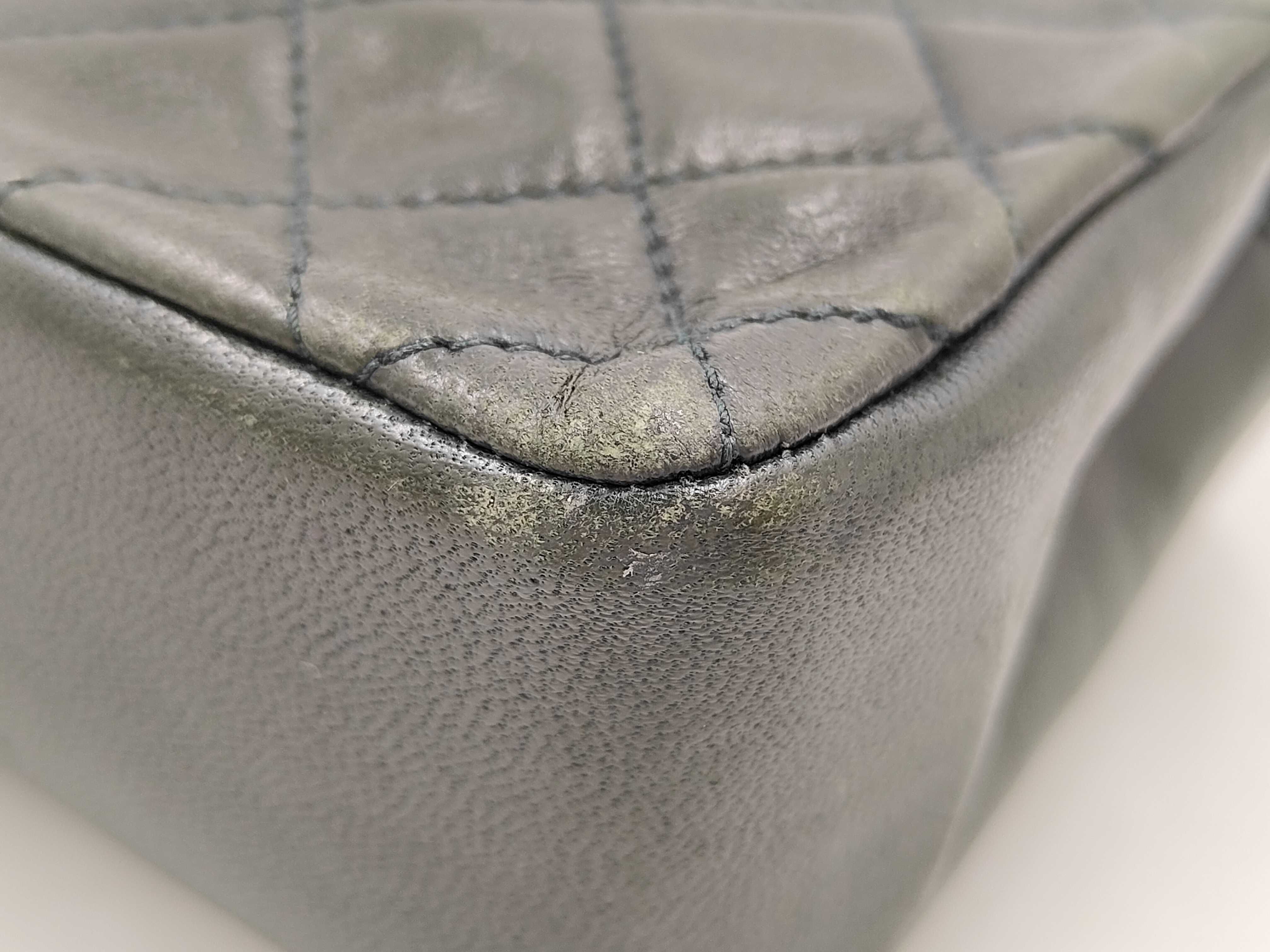 Matelassé Lambskin Chain Shoulder Bag, Green — view 4
