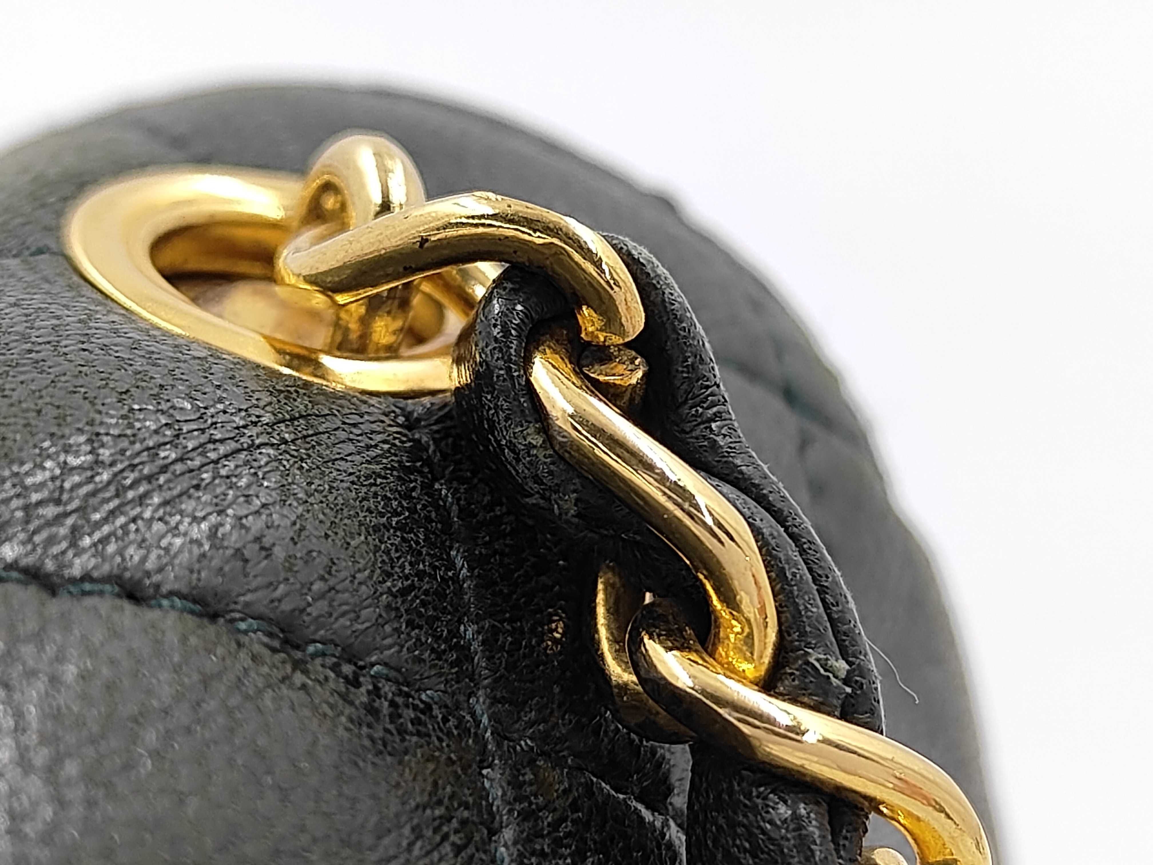 Matelassé Lambskin Chain Shoulder Bag, Green — view 7