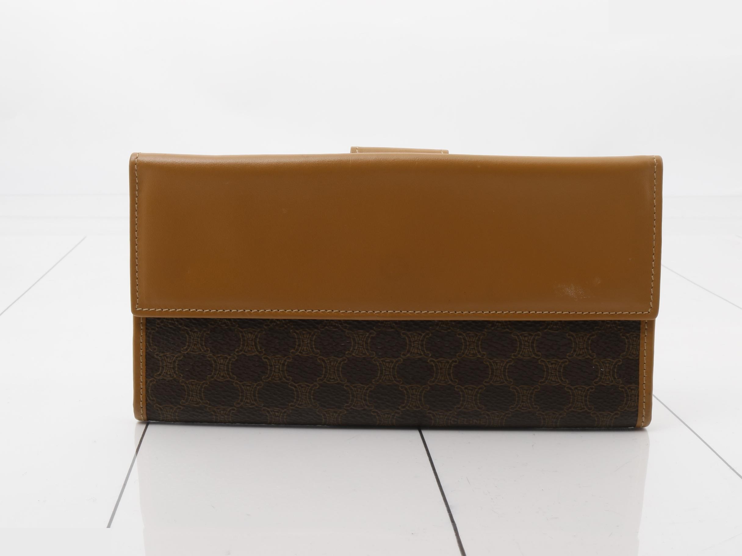 Bi-fold long wallet, Macadam pattern, PVC canvas and leather, brown. — view 2