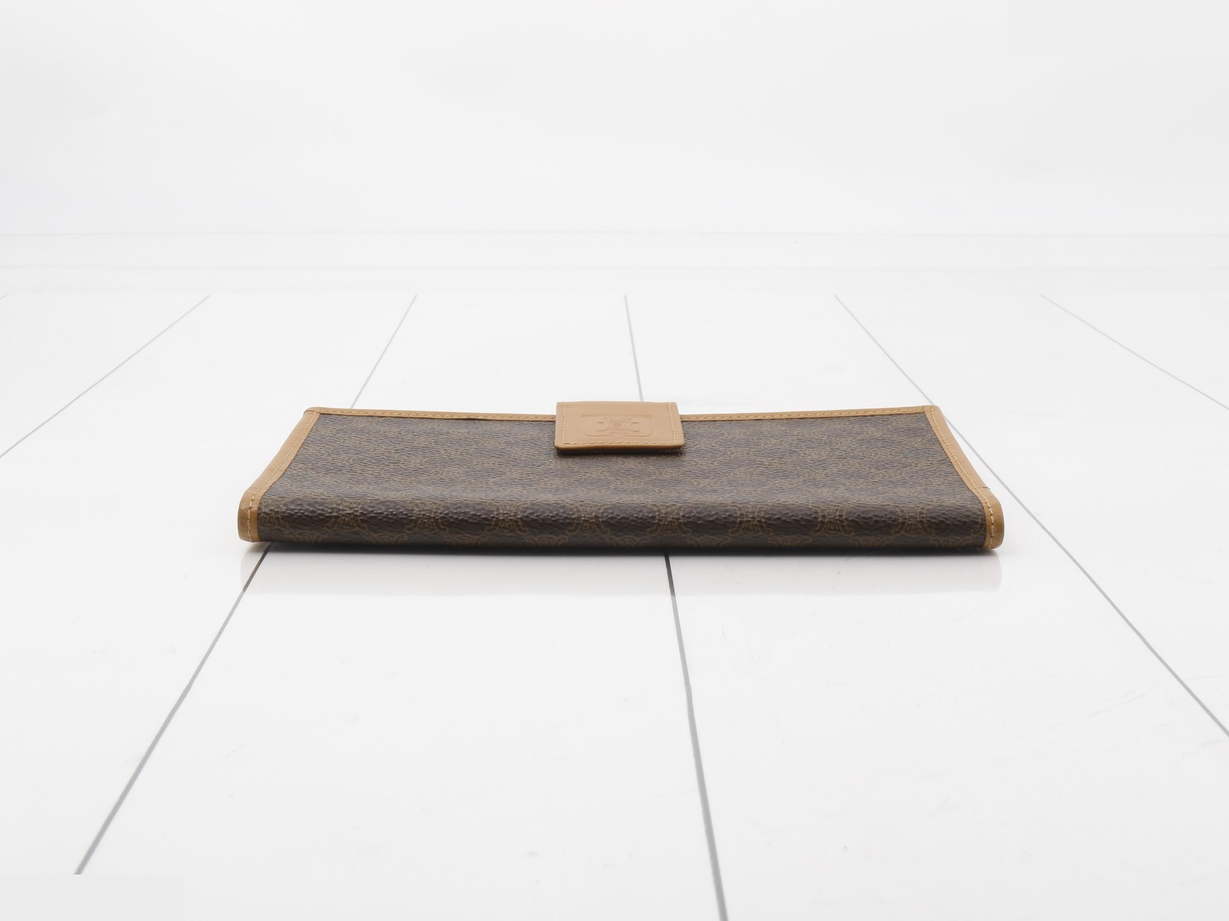 Bi-fold long wallet, Macadam pattern, PVC canvas and leather, brown. — view 3