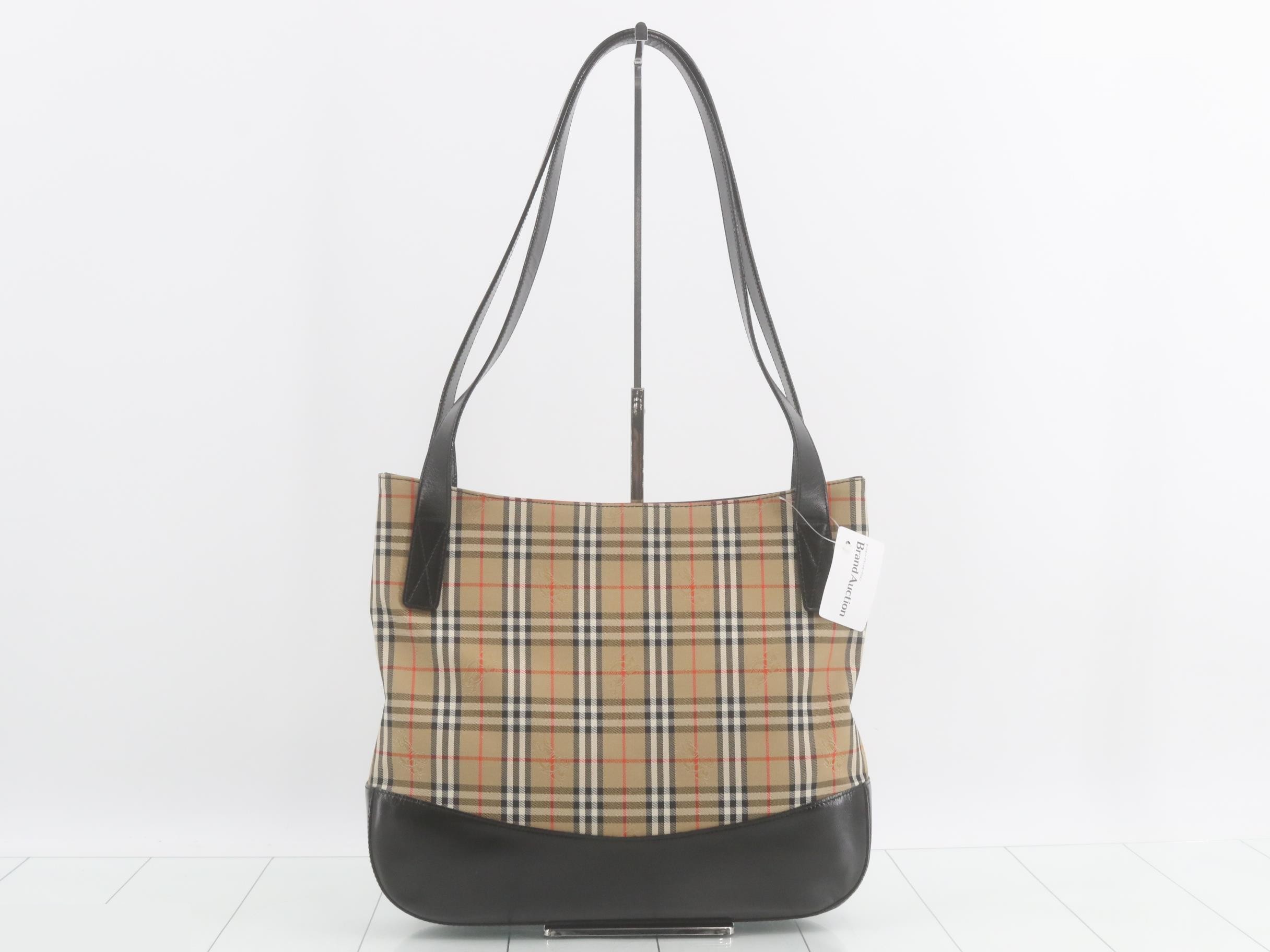 Nova Check Shadow Horse Handbag, Beige/Black — view 2