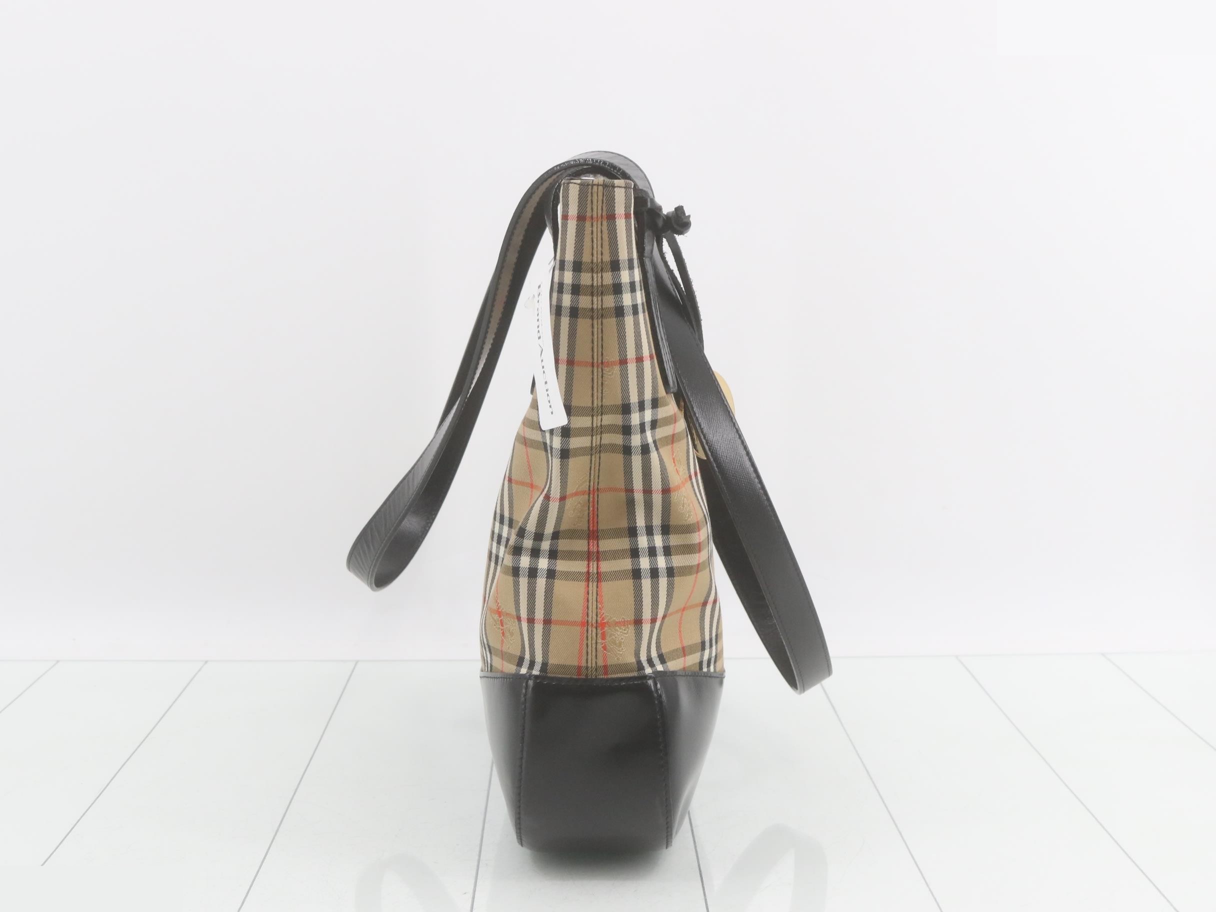 Nova Check Shadow Horse Handbag, Beige/Black — view 4