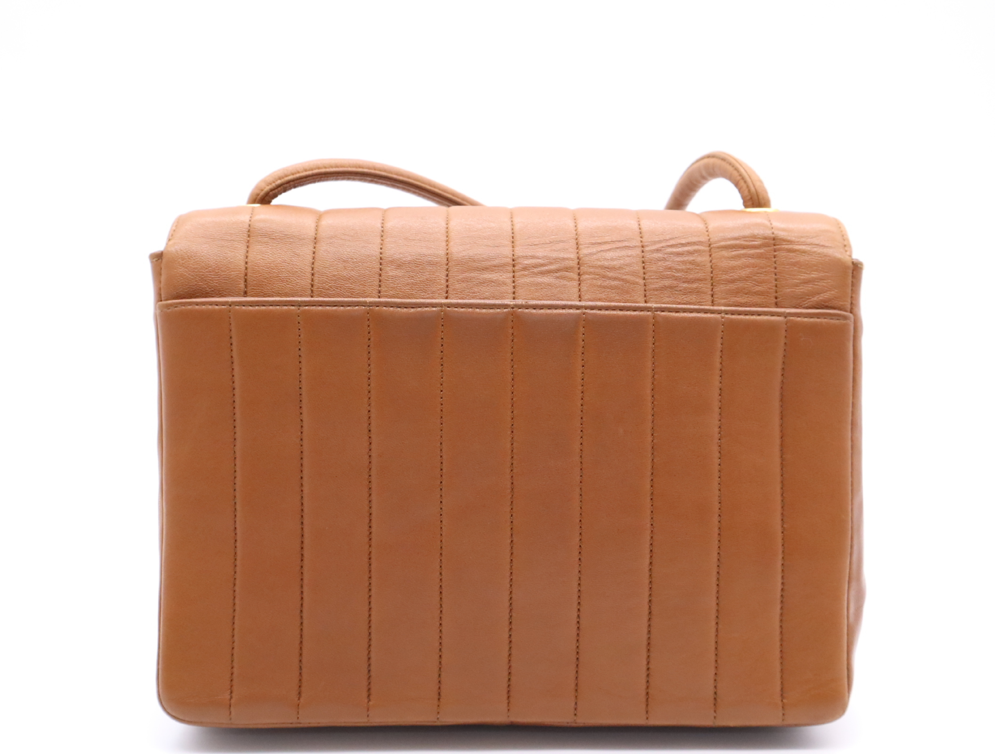 Lambskin Mademoiselle Shoulder Bag, Brown, Gold Hardware — view 2