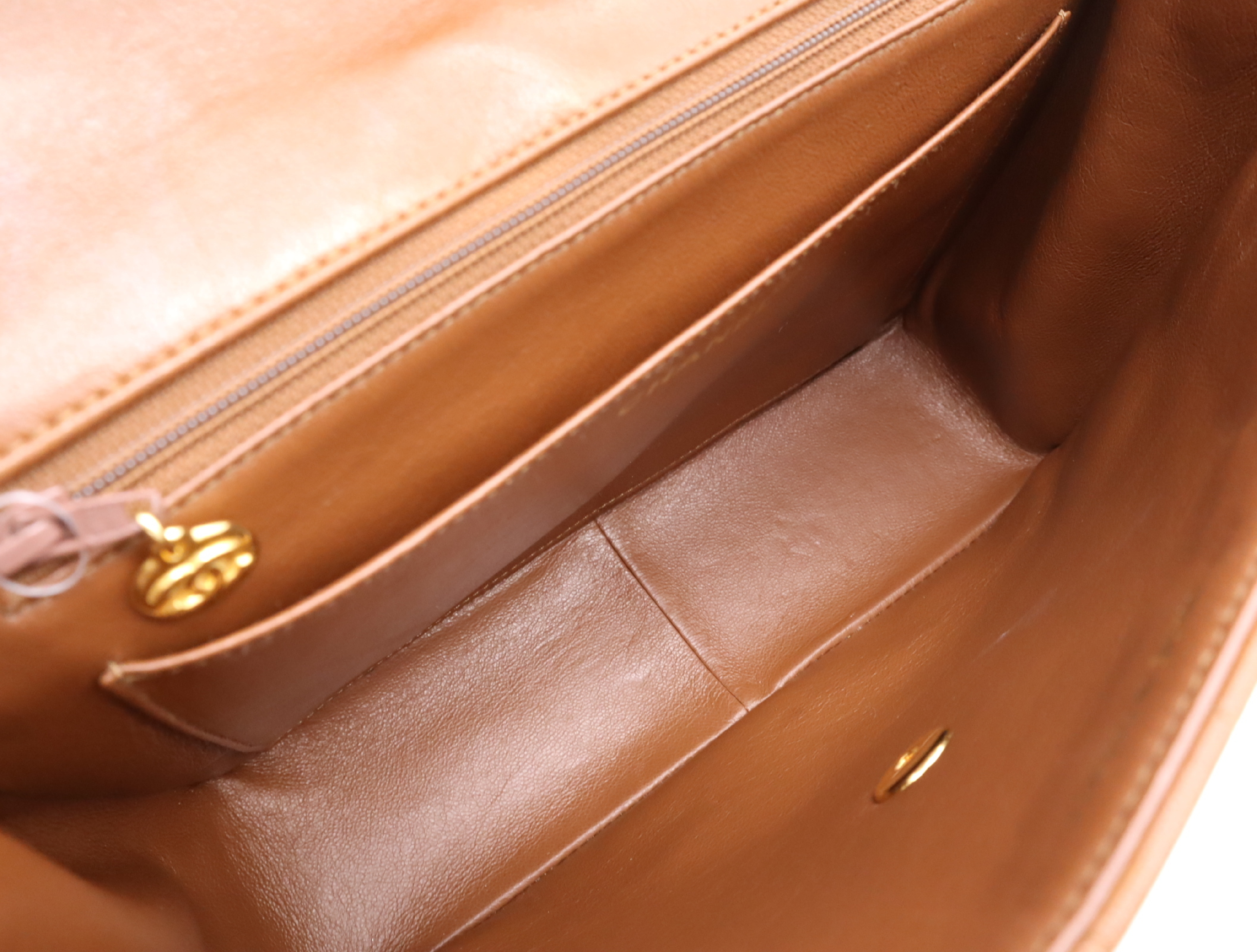 Lambskin Mademoiselle Shoulder Bag, Brown, Gold Hardware — view 11