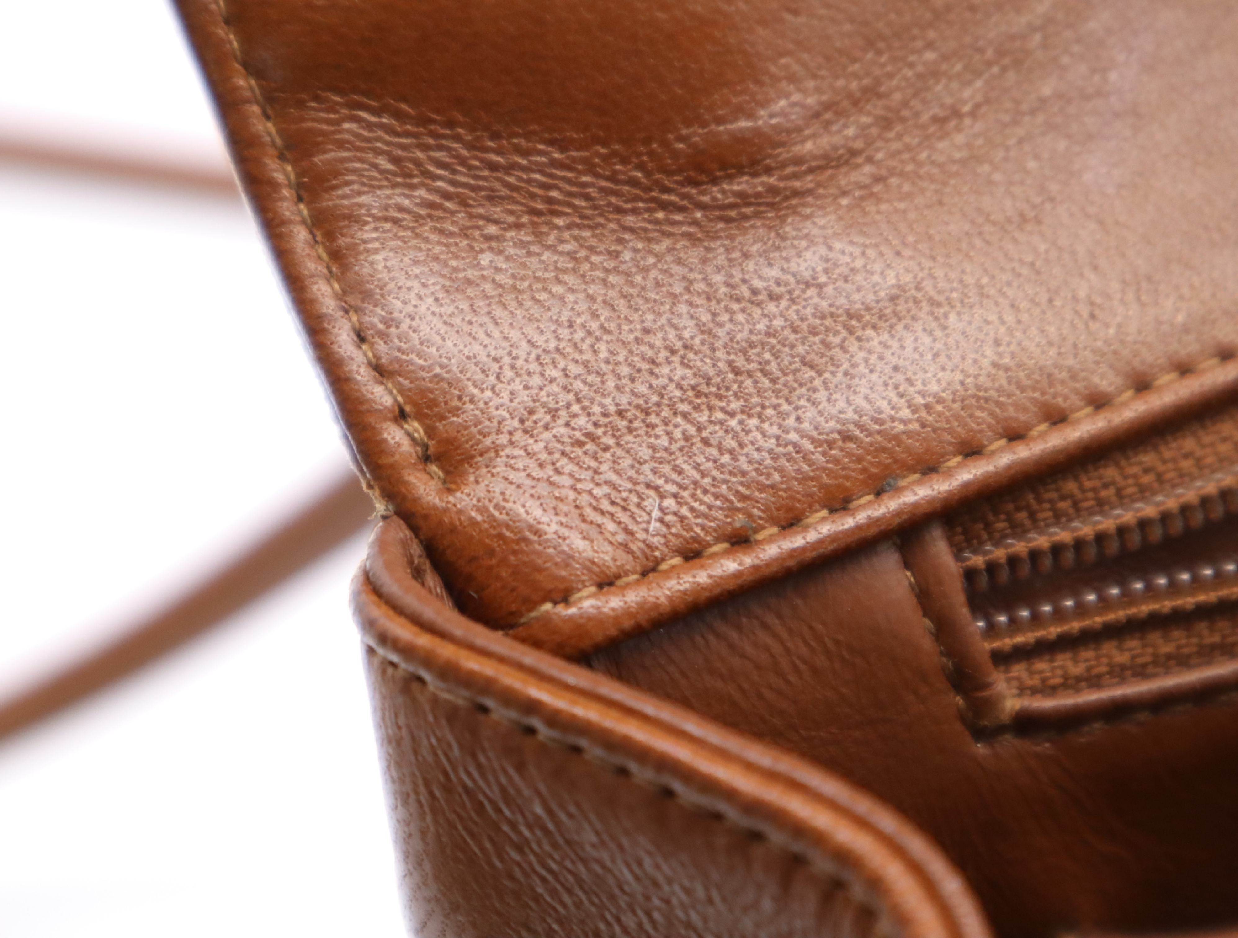 Lambskin Mademoiselle Shoulder Bag, Brown, Gold Hardware — view 14