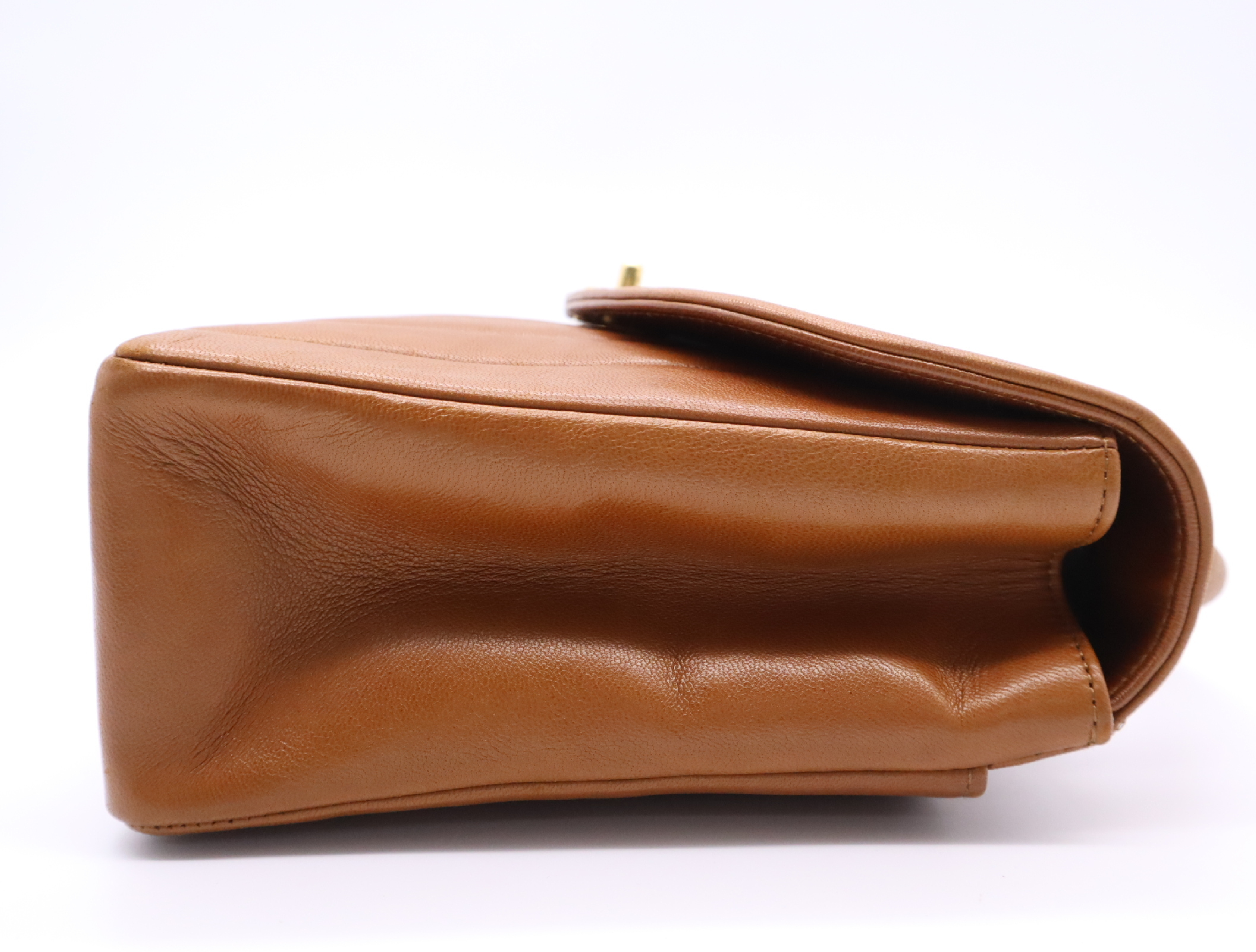 Lambskin Mademoiselle Shoulder Bag, Brown, Gold Hardware — view 5