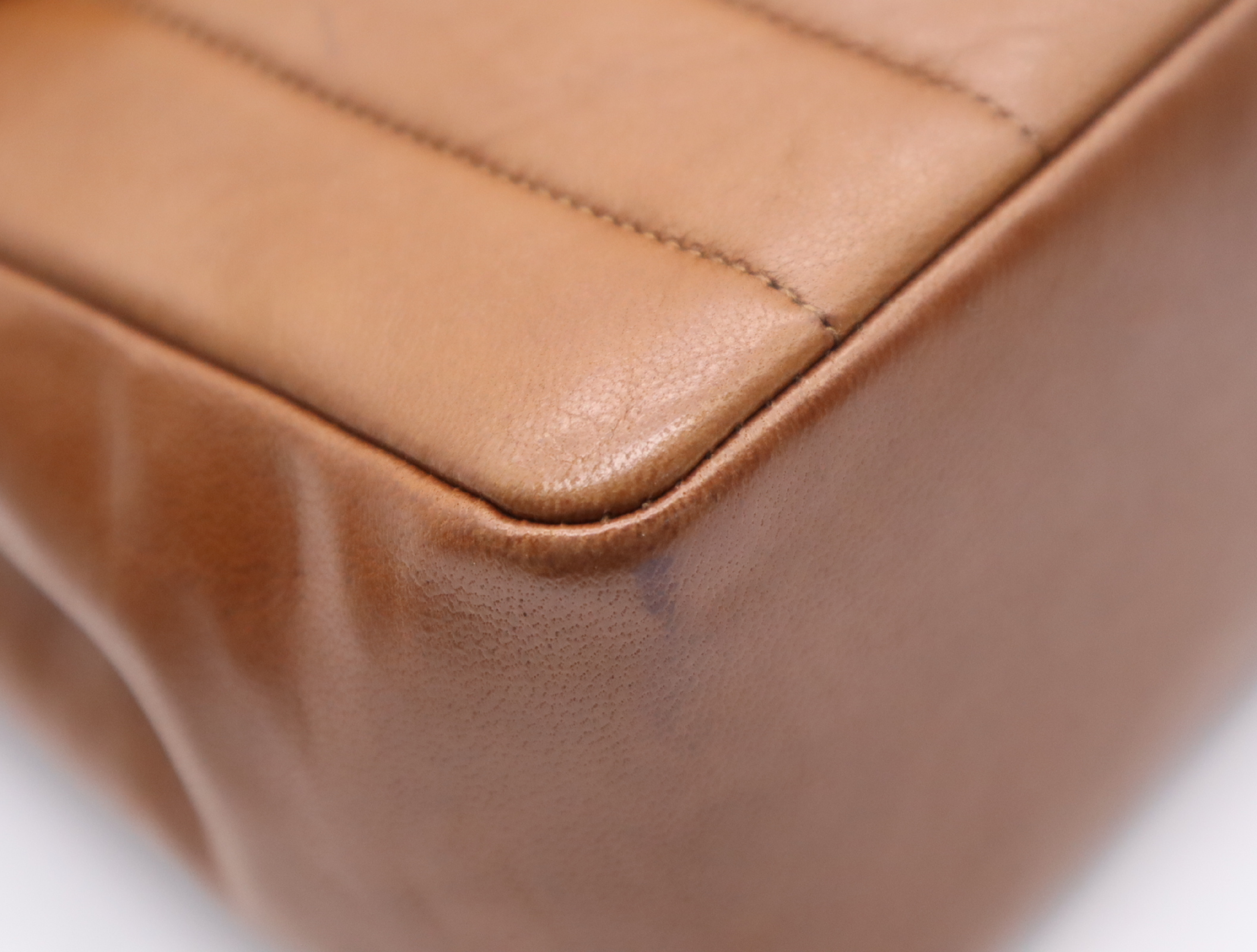 Lambskin Mademoiselle Shoulder Bag, Brown, Gold Hardware — view 6