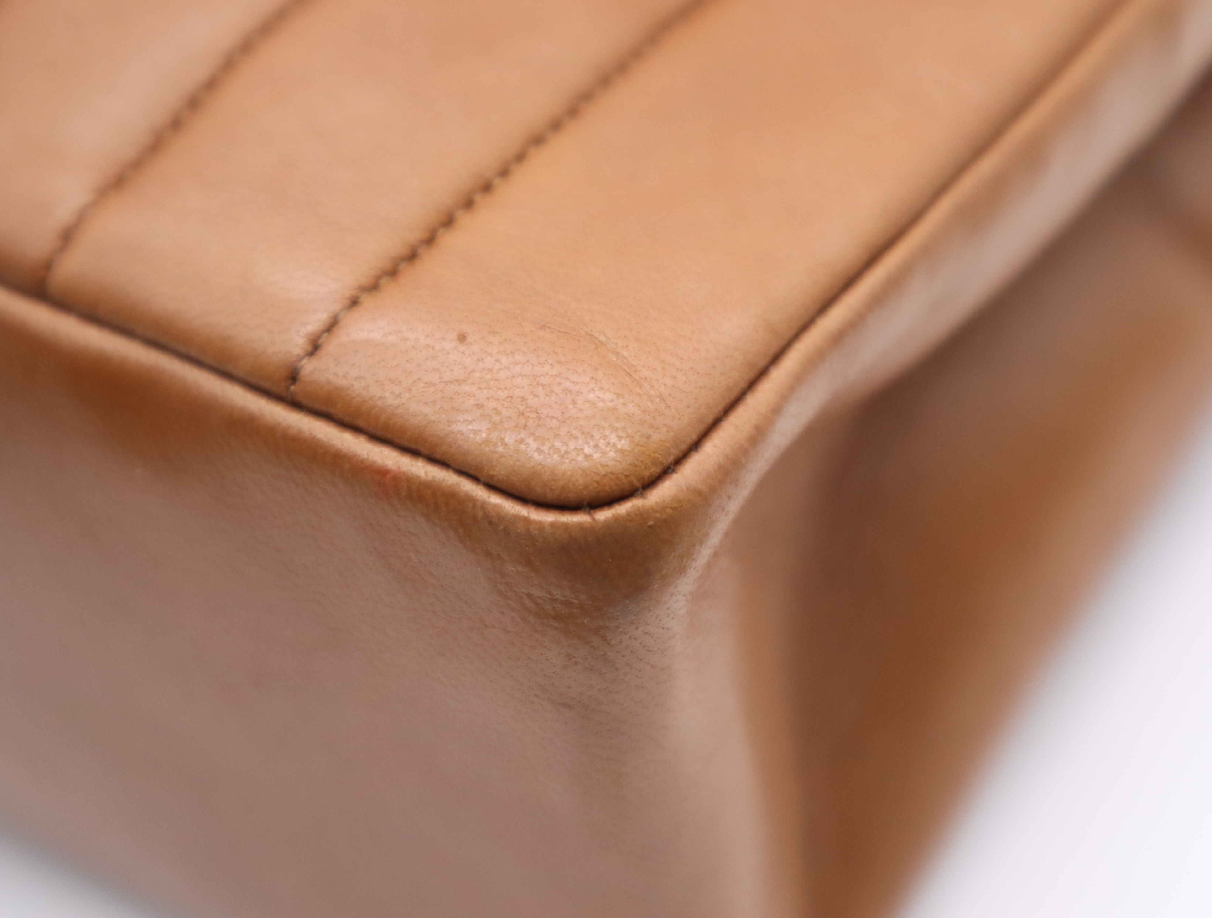 Lambskin Mademoiselle Shoulder Bag, Brown, Gold Hardware — view 7