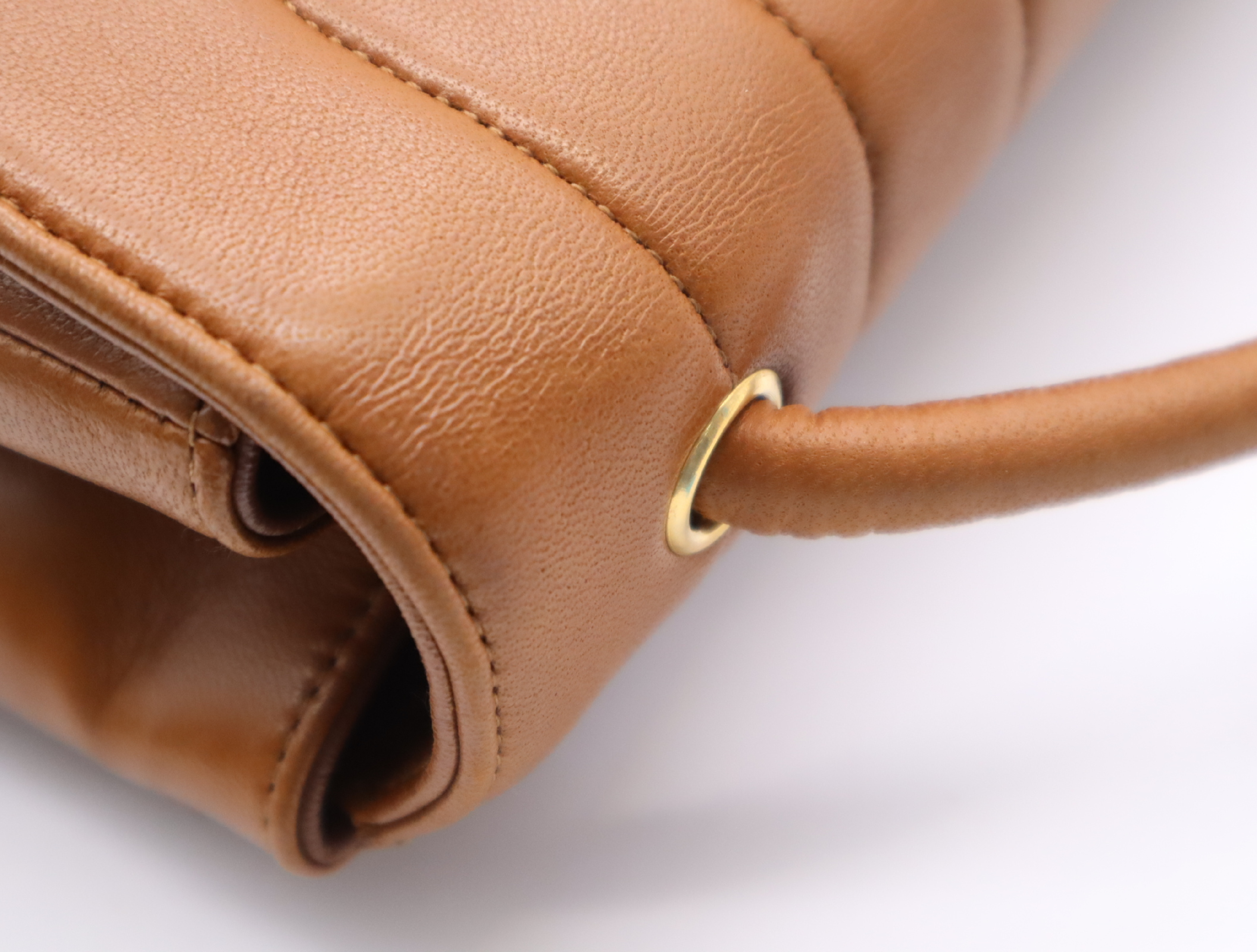 Lambskin Mademoiselle Shoulder Bag, Brown, Gold Hardware — view 8