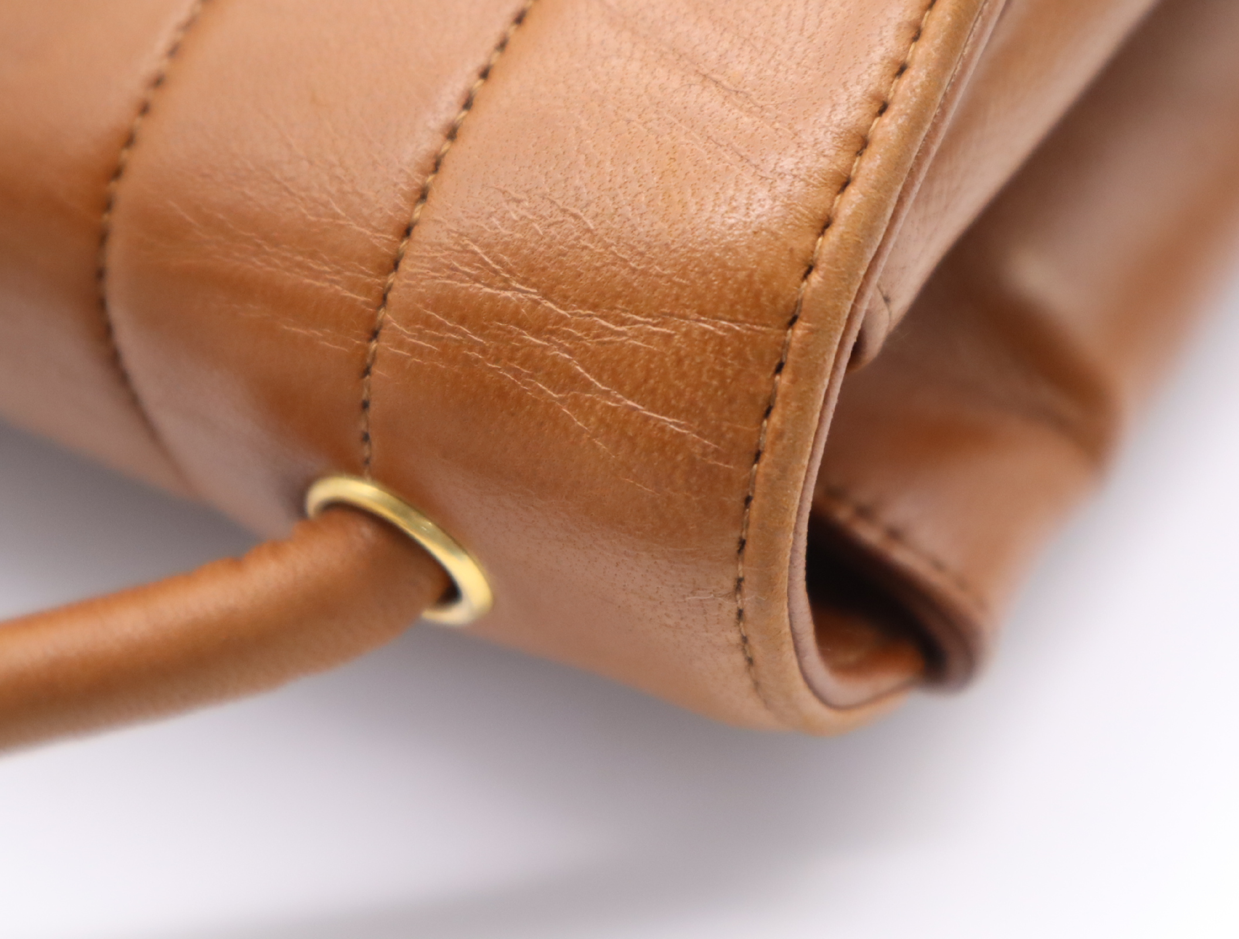 Lambskin Mademoiselle Shoulder Bag, Brown, Gold Hardware — view 9