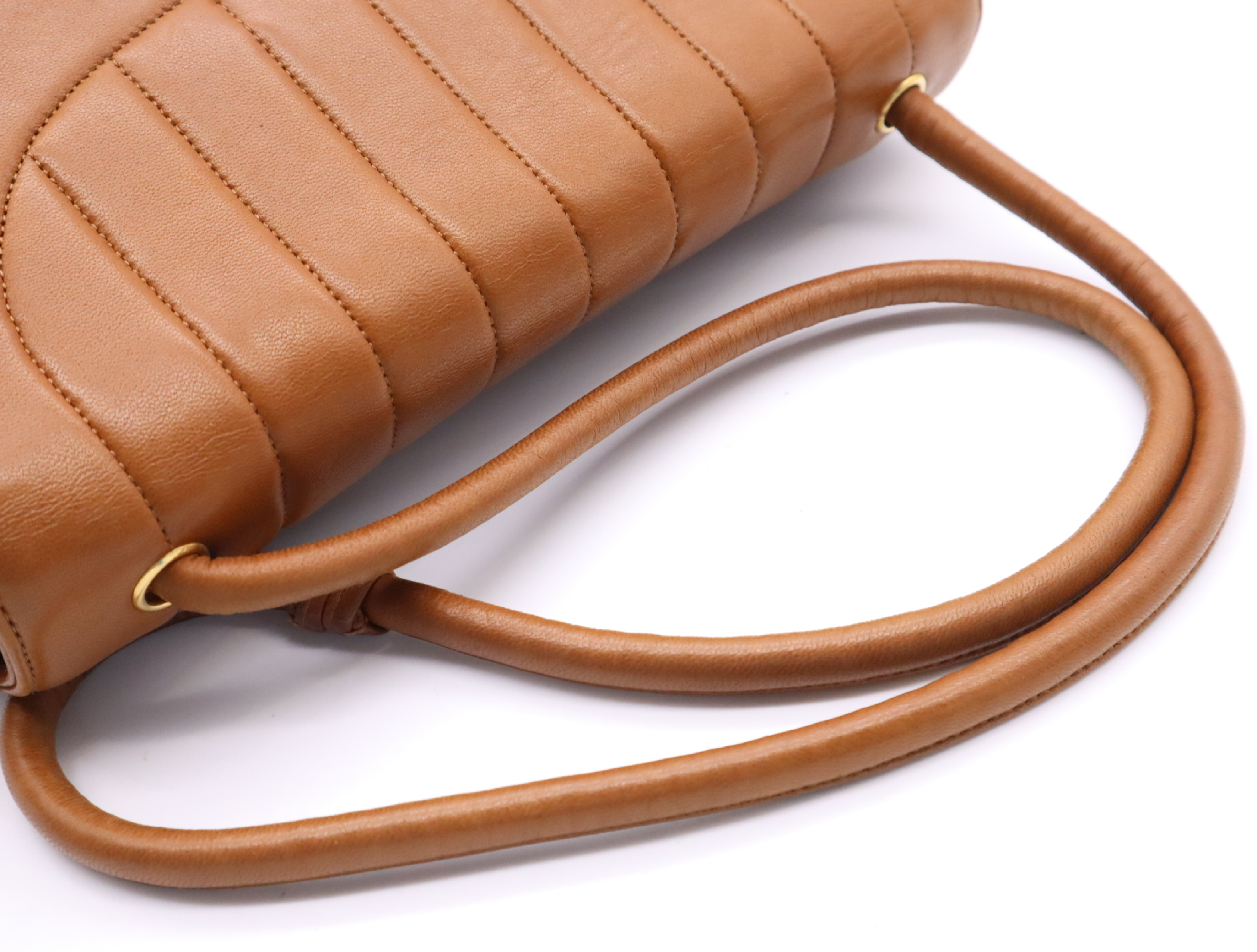 Lambskin Mademoiselle Shoulder Bag, Brown, Gold Hardware — view 10