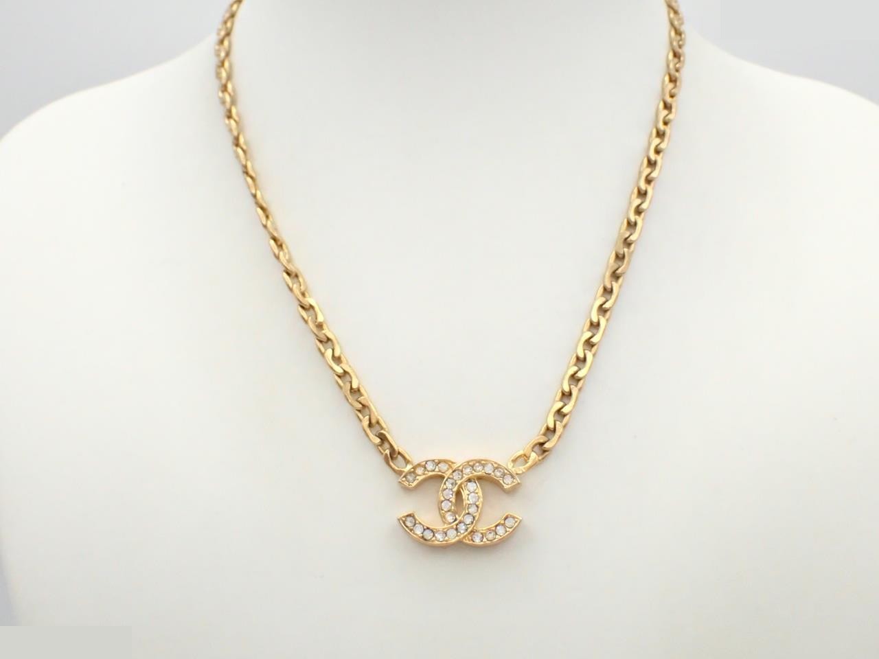 Coco Rhinestone Double-Sided Gold Necklace, Chain Approx. 38cm — view 3