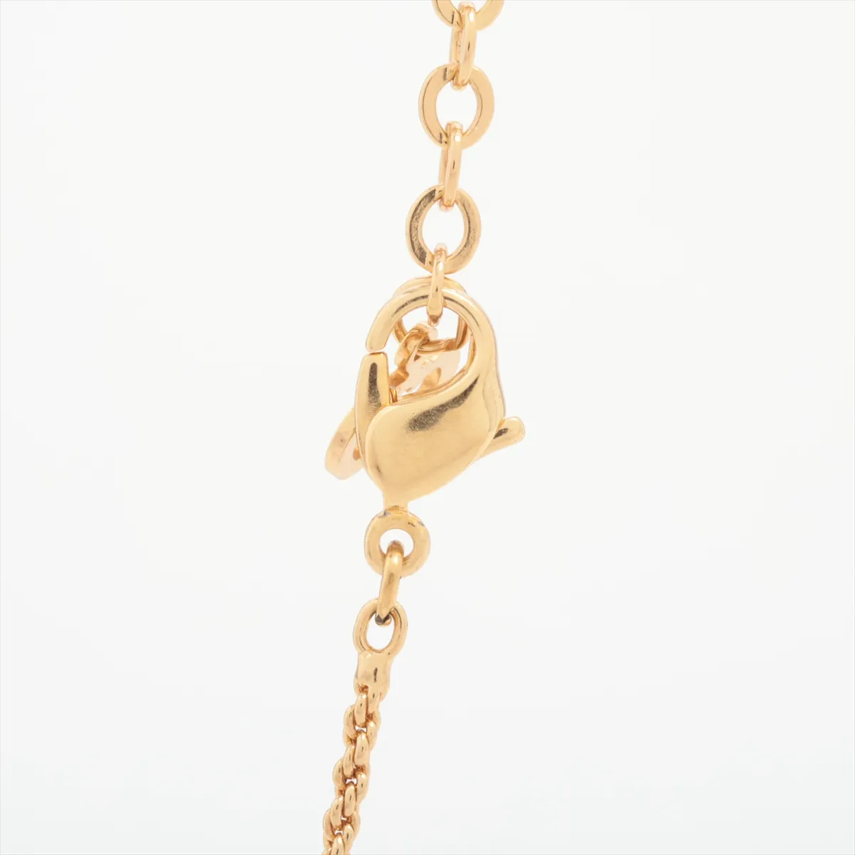 necklace, gold-plated with rhinestones and faux pearls. Shows wear, tarnishing, and discoloration. — view 3