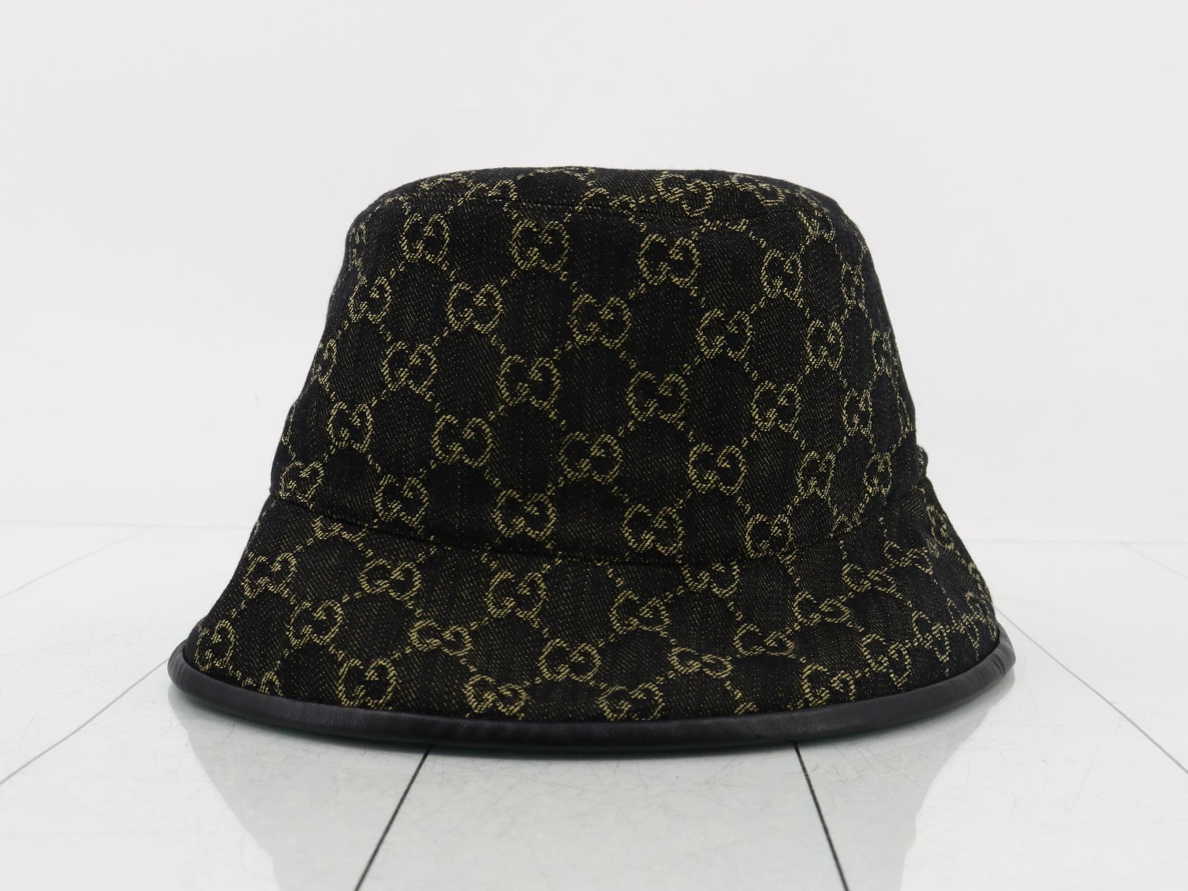 Denim Bucket Hat, Black, XL — view 2