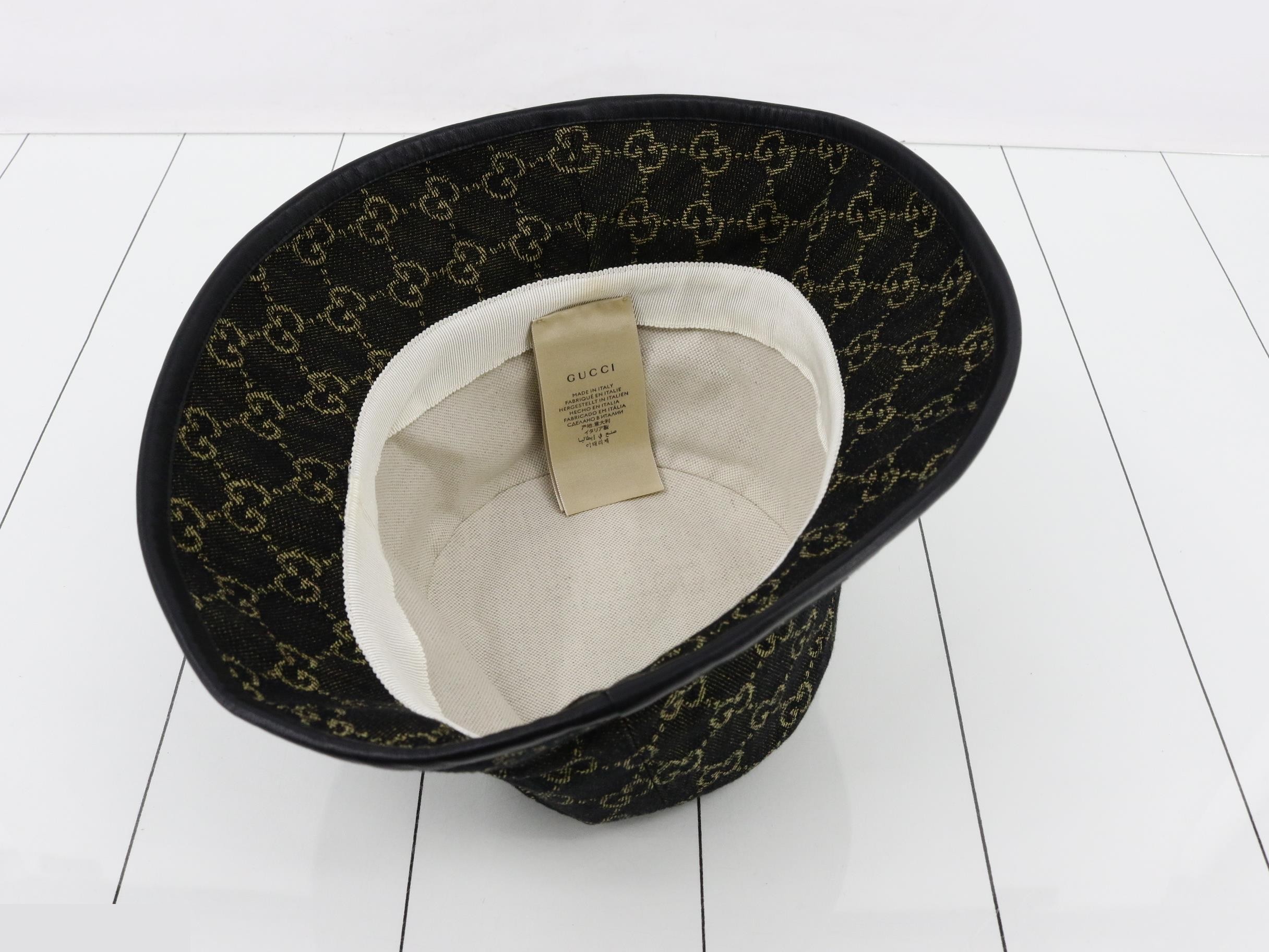 Denim Bucket Hat, Black, XL — view 3