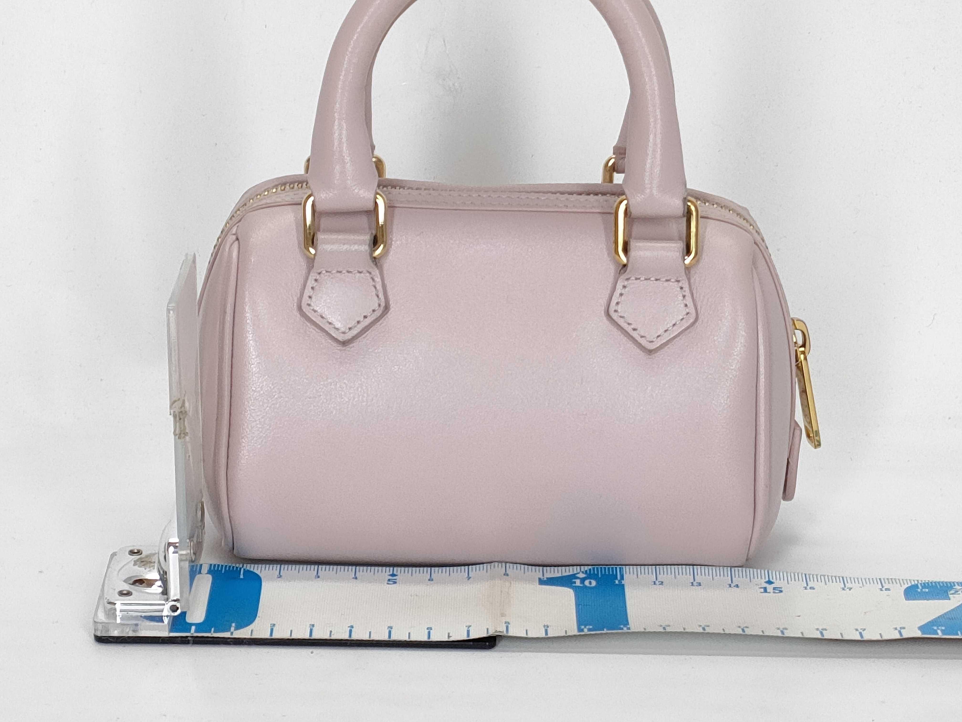 10P043 Triomphe Mini Boston Bag, Leather, Pink, Strap, Boston Bag — view 2