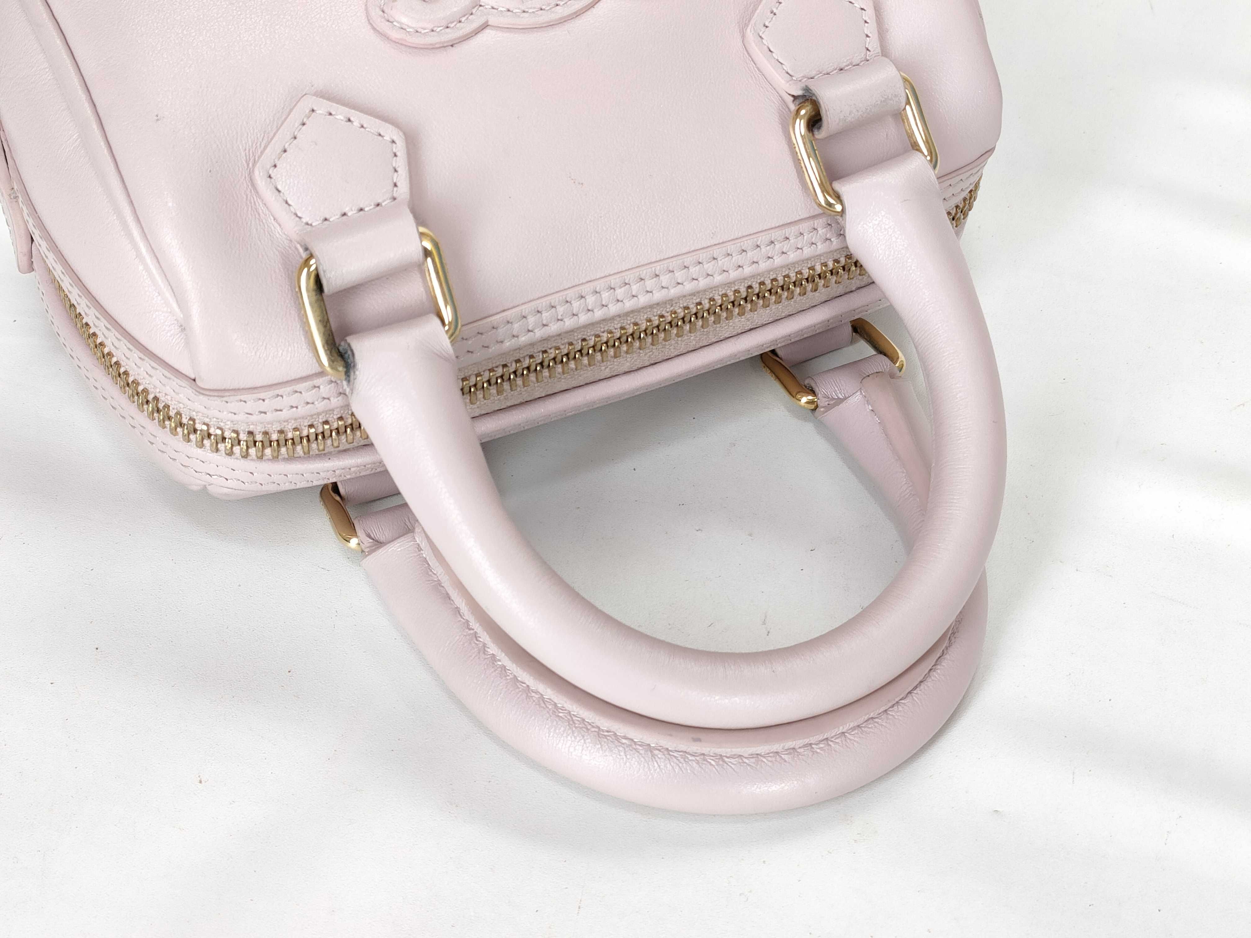 10P043 Triomphe Mini Boston Bag, Leather, Pink, Strap, Boston Bag — view 3