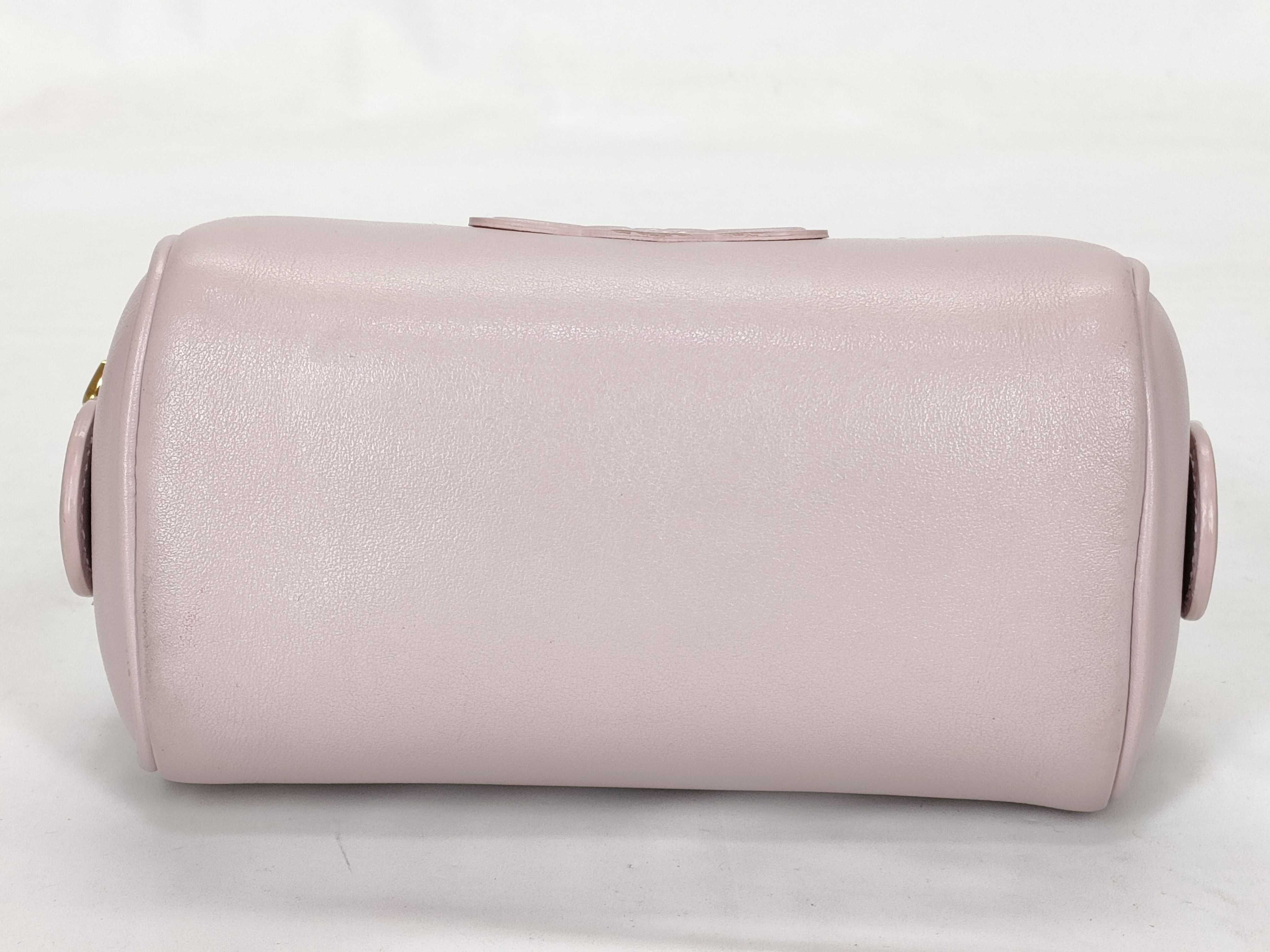 10P043 Triomphe Mini Boston Bag, Leather, Pink, Strap, Boston Bag — view 9