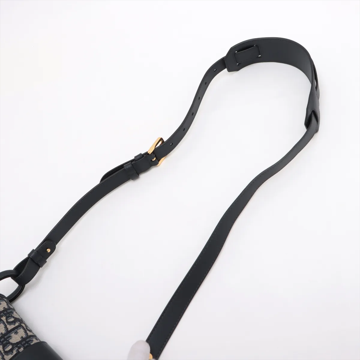 Oblique 30 Montaigne Avenue Canvas x Leather Shoulder Bag Navy — view 5