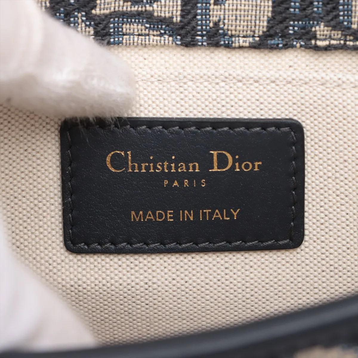 Oblique 30 Montaigne Avenue Canvas x Leather Shoulder Bag Navy — view 9