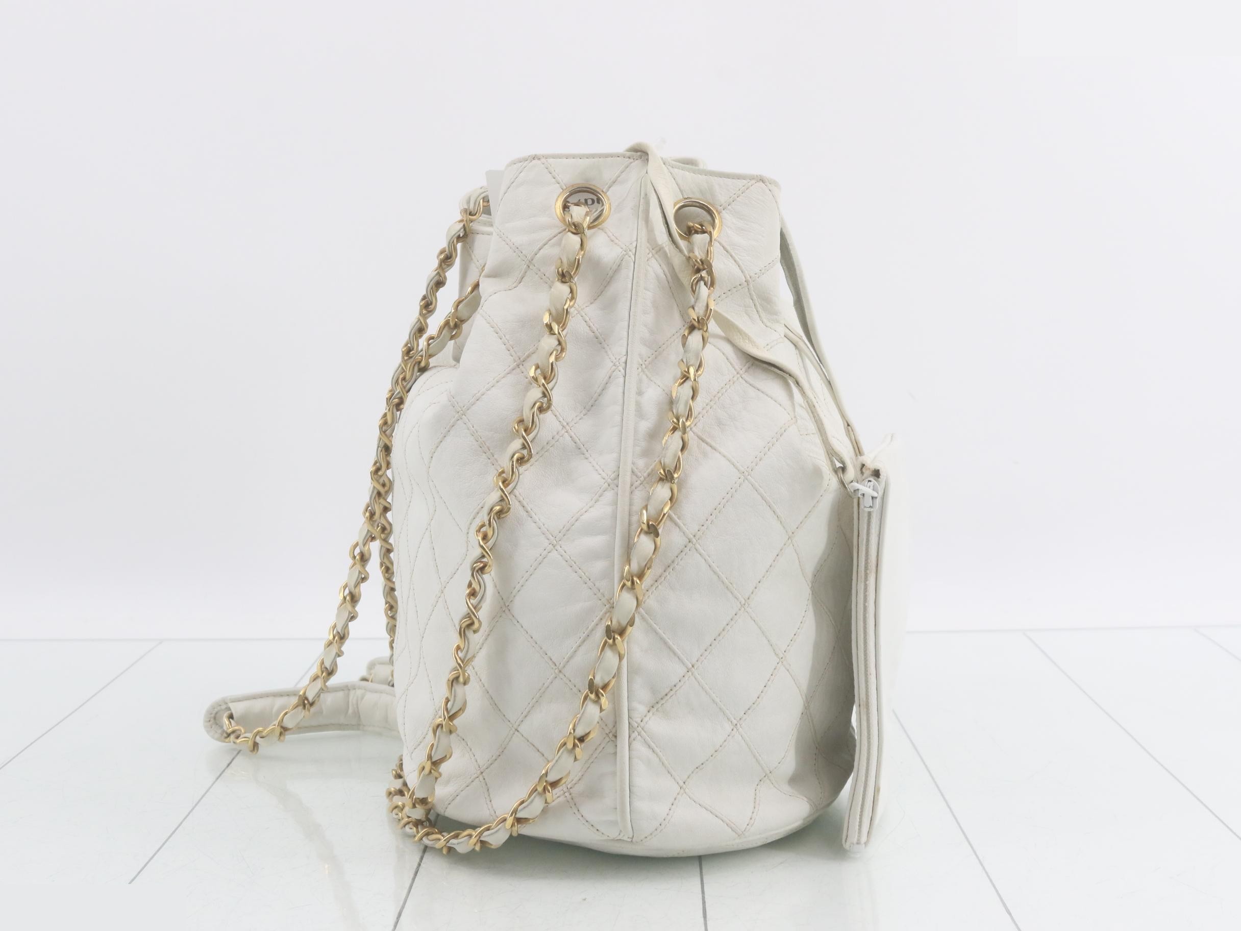 Matelassé quilted leather bucket shoulder bag — view 4