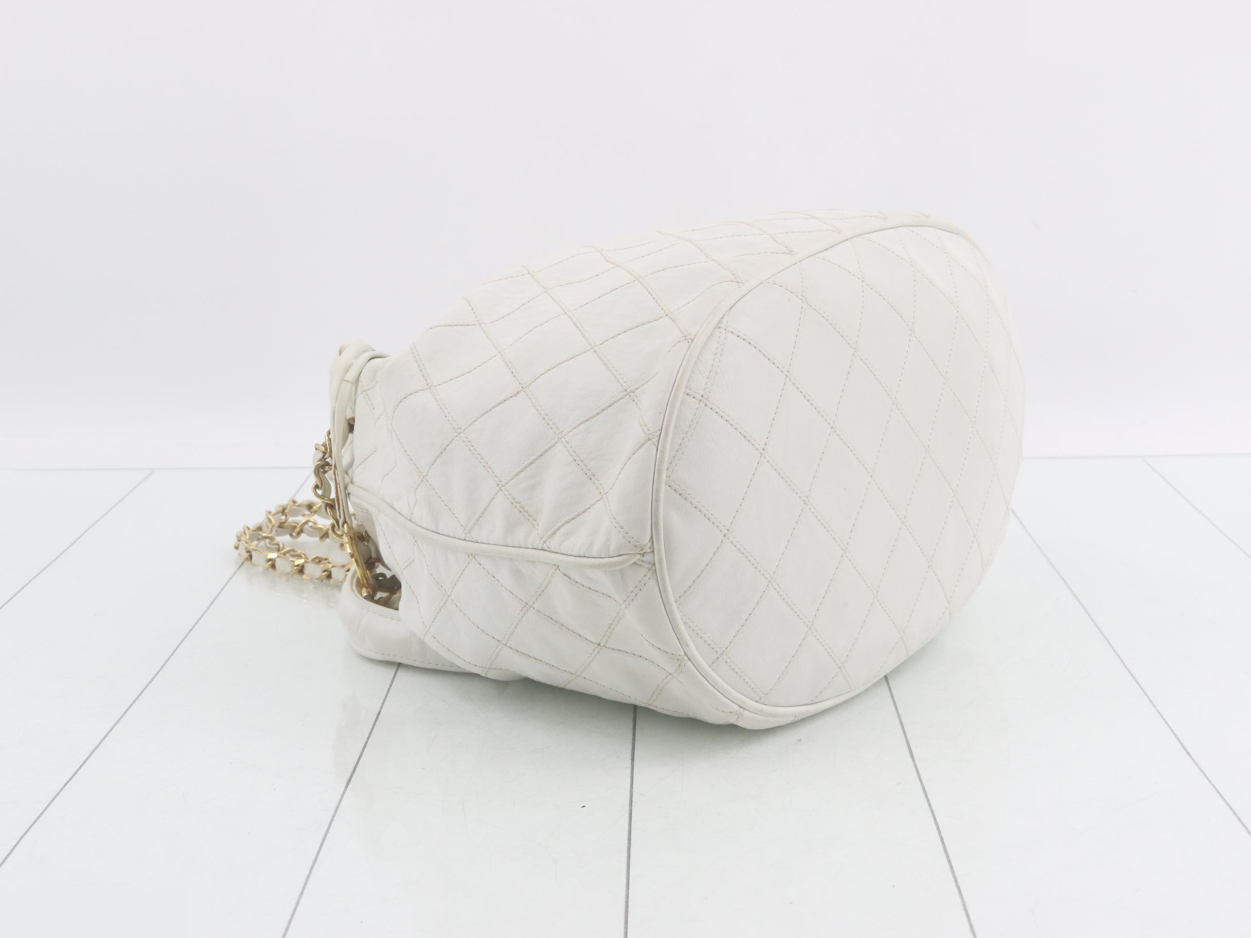 Matelassé quilted leather bucket shoulder bag — view 5
