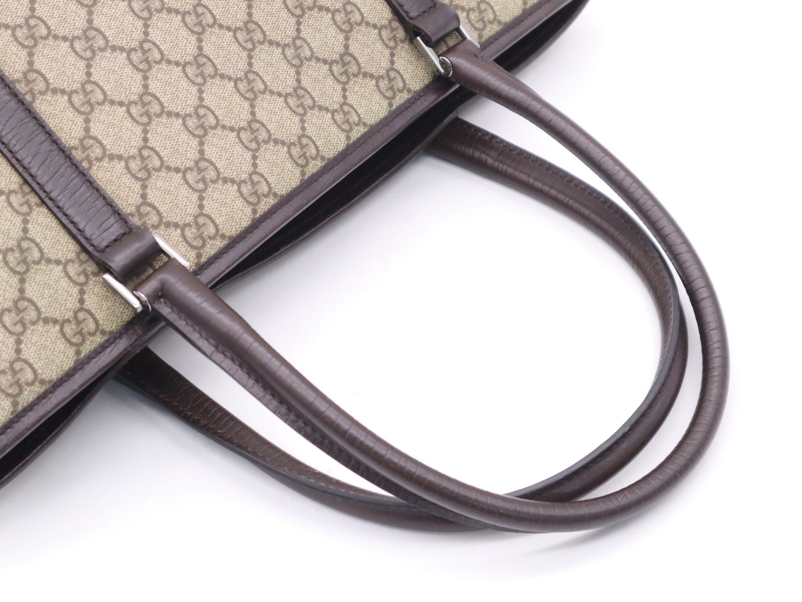PVC x Leather GG Supreme Tote Bag, Brown, Silver Hardware — view 6