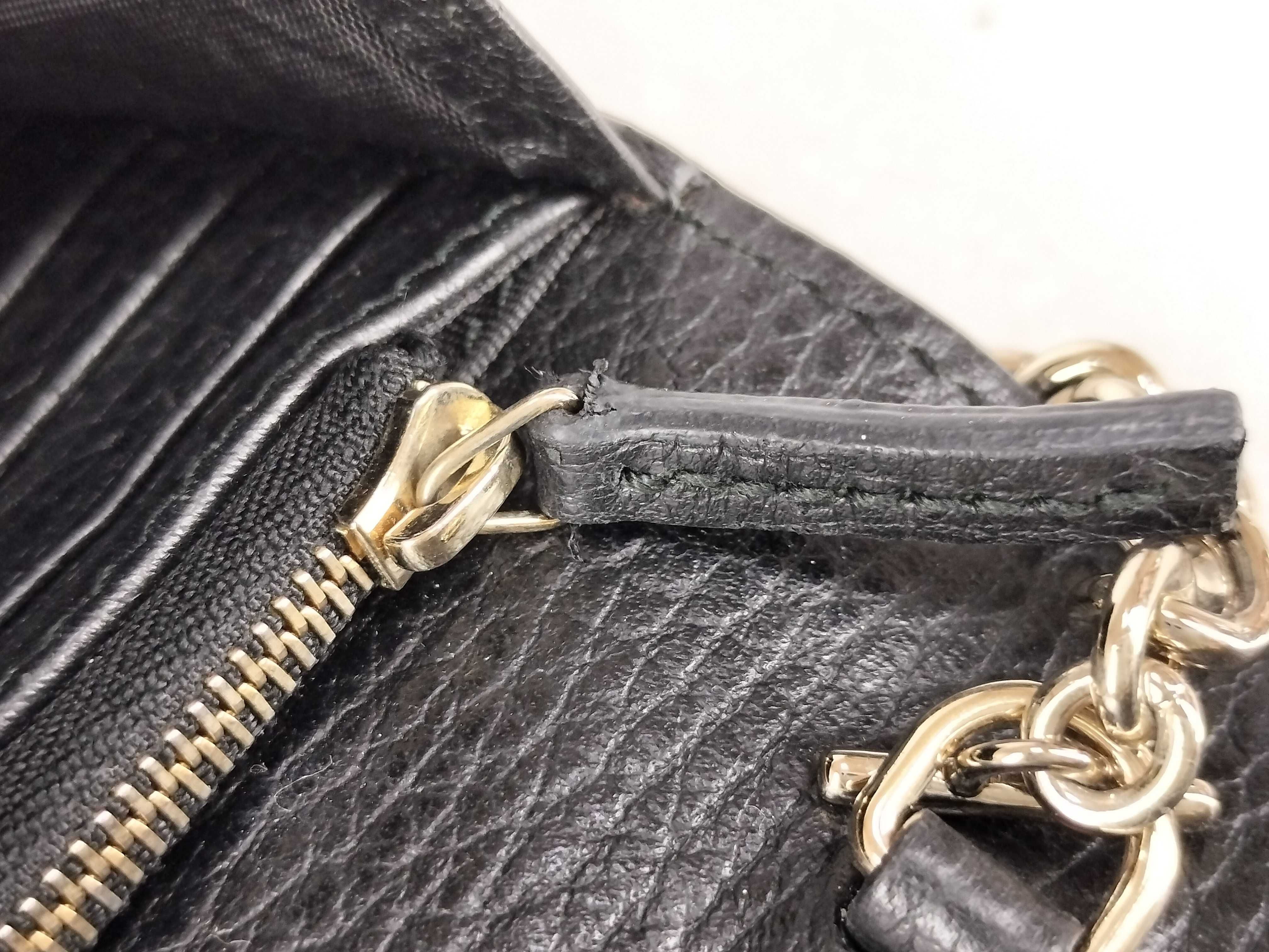 Black Chain Shoulder Bag with Gold Hardware GG Chain Wallet Interlocking Shoulder Bag — view 13