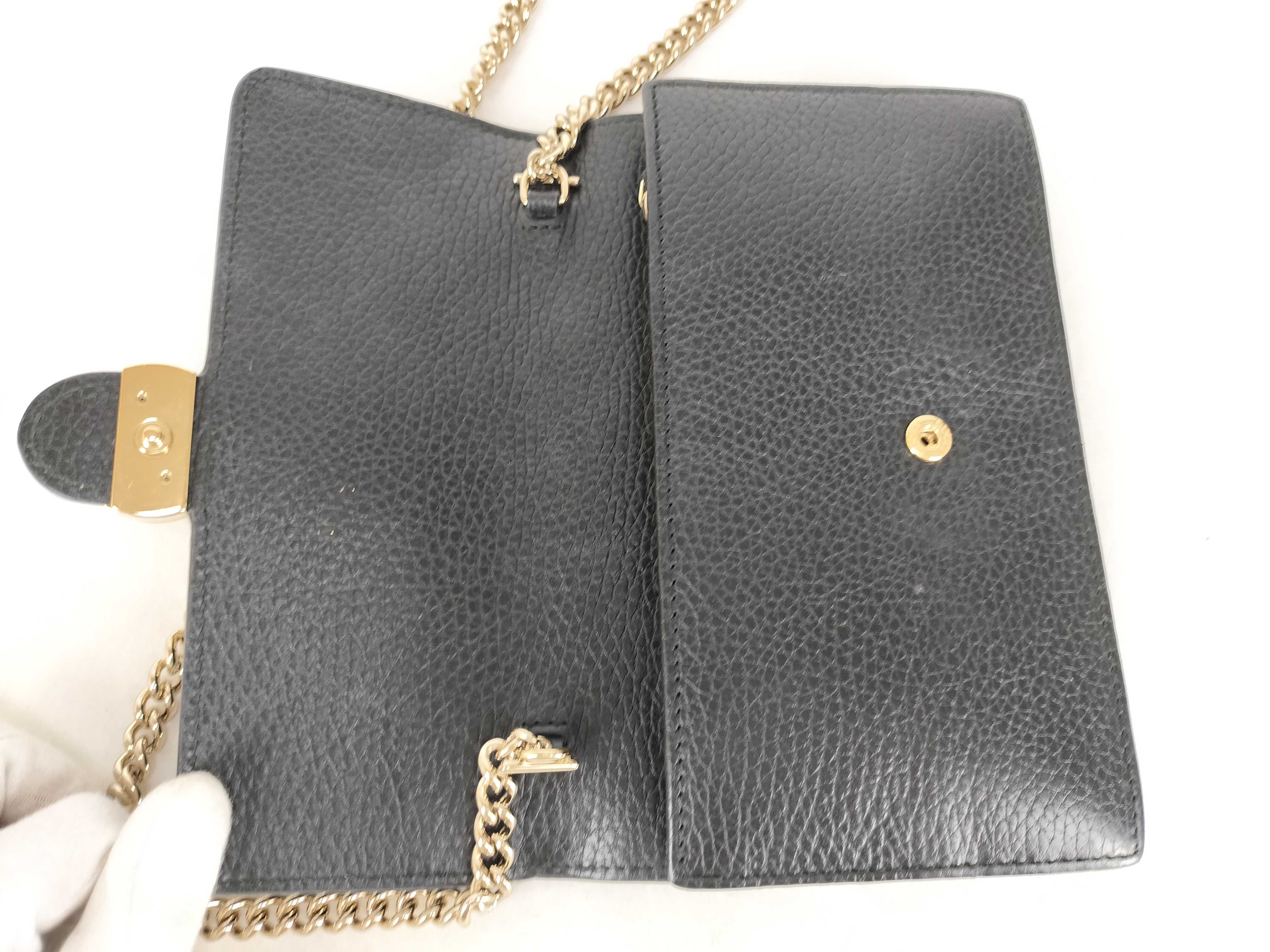 Black Chain Shoulder Bag with Gold Hardware GG Chain Wallet Interlocking Shoulder Bag — view 8