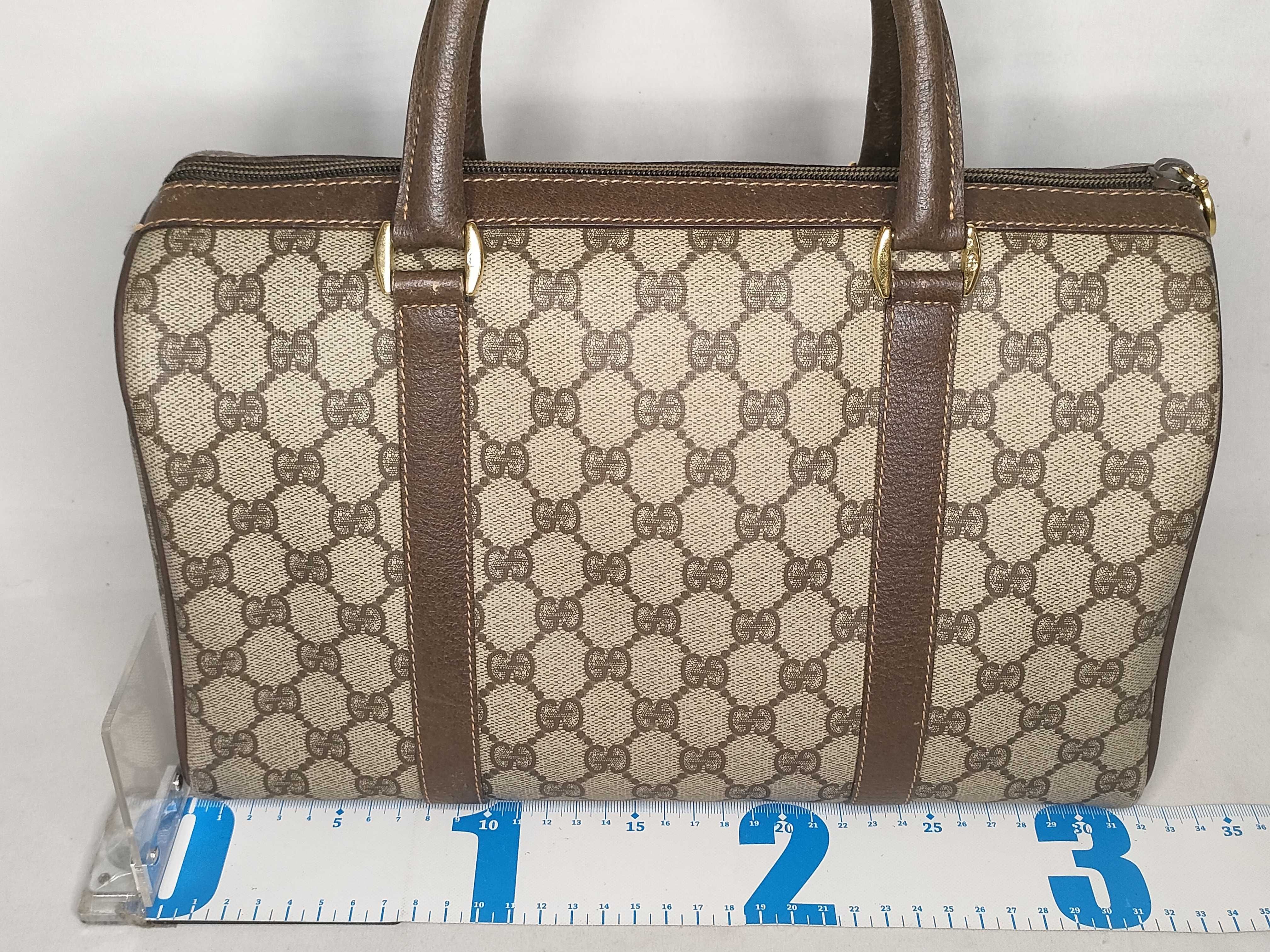 GG Supreme Gucci 40 02 007 GG Supreme Sherry Line Boston Bag PVC Leather Brown Boston Bag — view 2