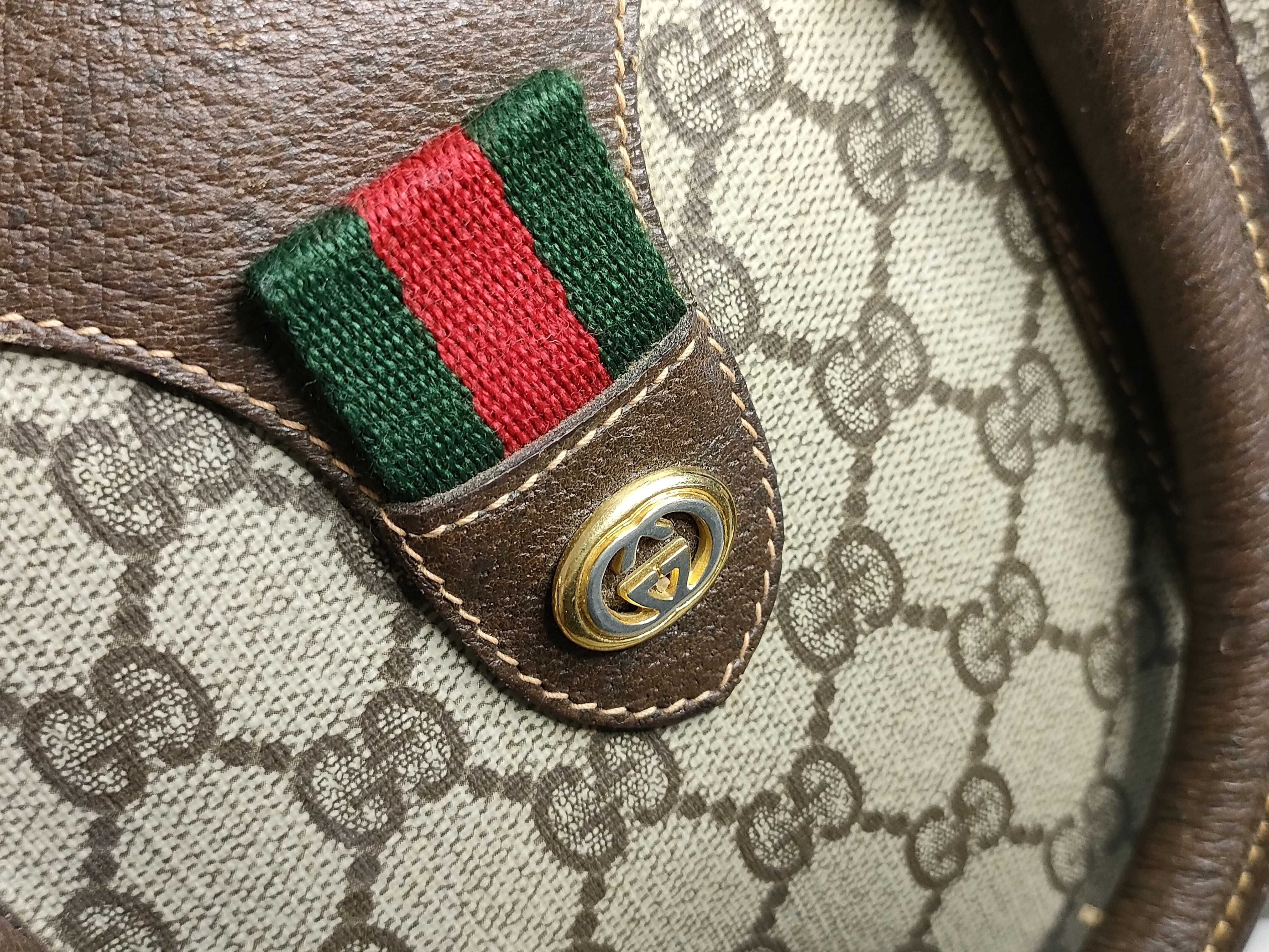 GG Supreme Gucci 40 02 007 GG Supreme Sherry Line Boston Bag PVC Leather Brown Boston Bag — view 14