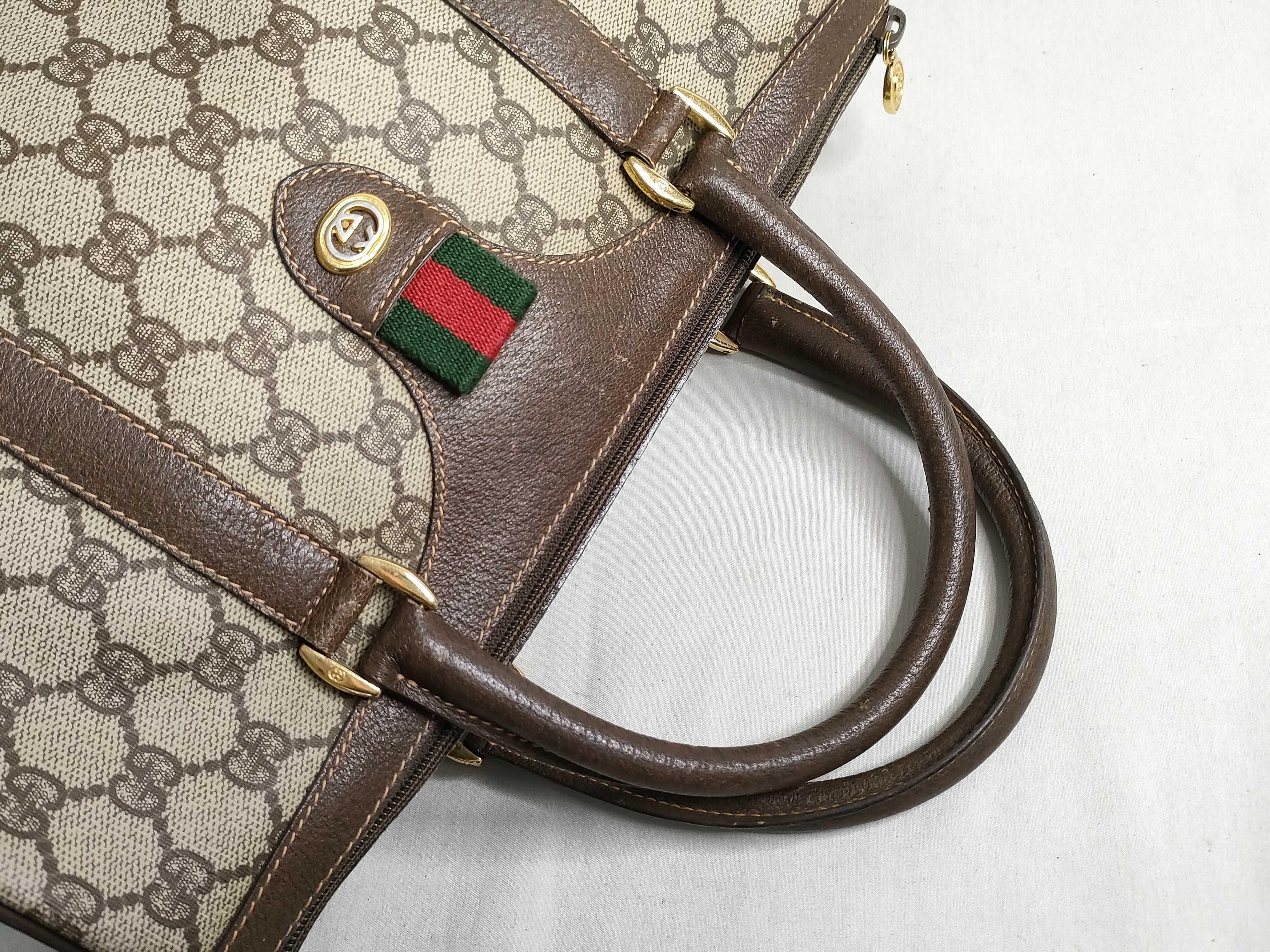 GG Supreme Gucci 40 02 007 GG Supreme Sherry Line Boston Bag PVC Leather Brown Boston Bag — view 3