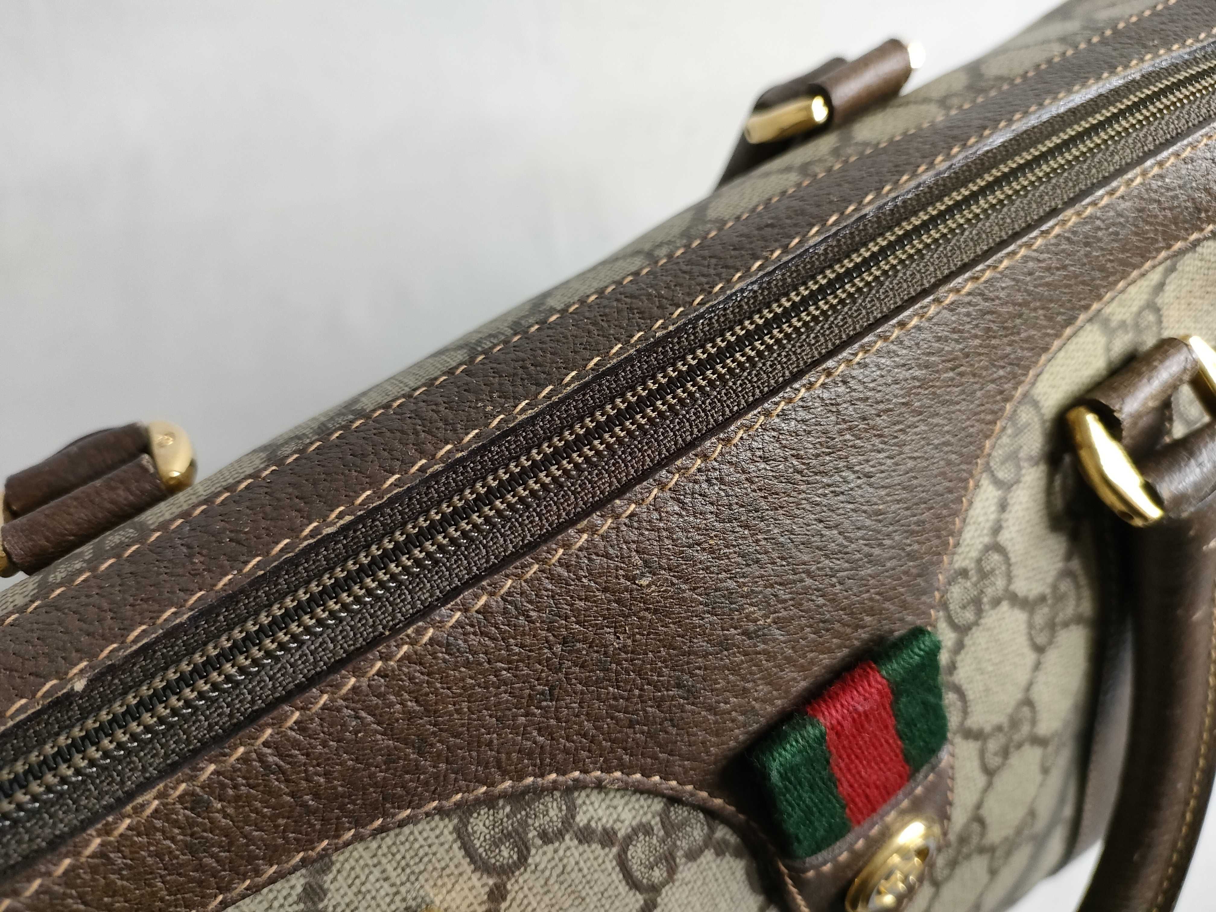 GG Supreme Gucci 40 02 007 GG Supreme Sherry Line Boston Bag PVC Leather Brown Boston Bag — view 8