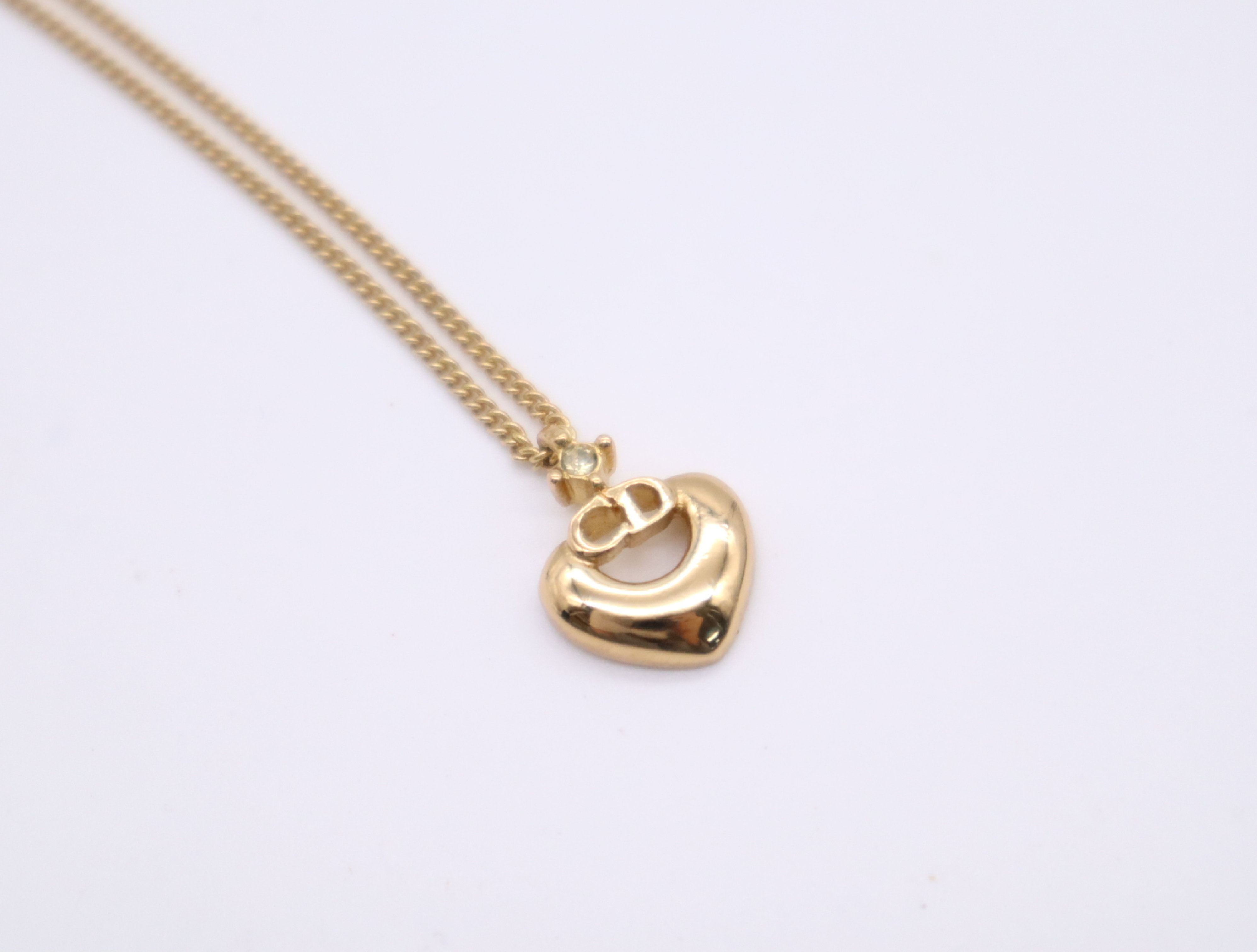 GPCD logo rhinestone heart motif necklace, with box. — view 3