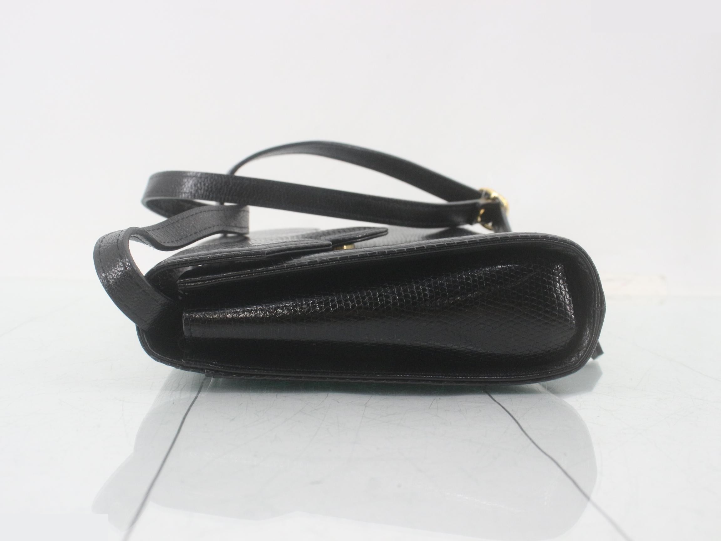 shoulder bag, lizard-embossed leather, black — view 4