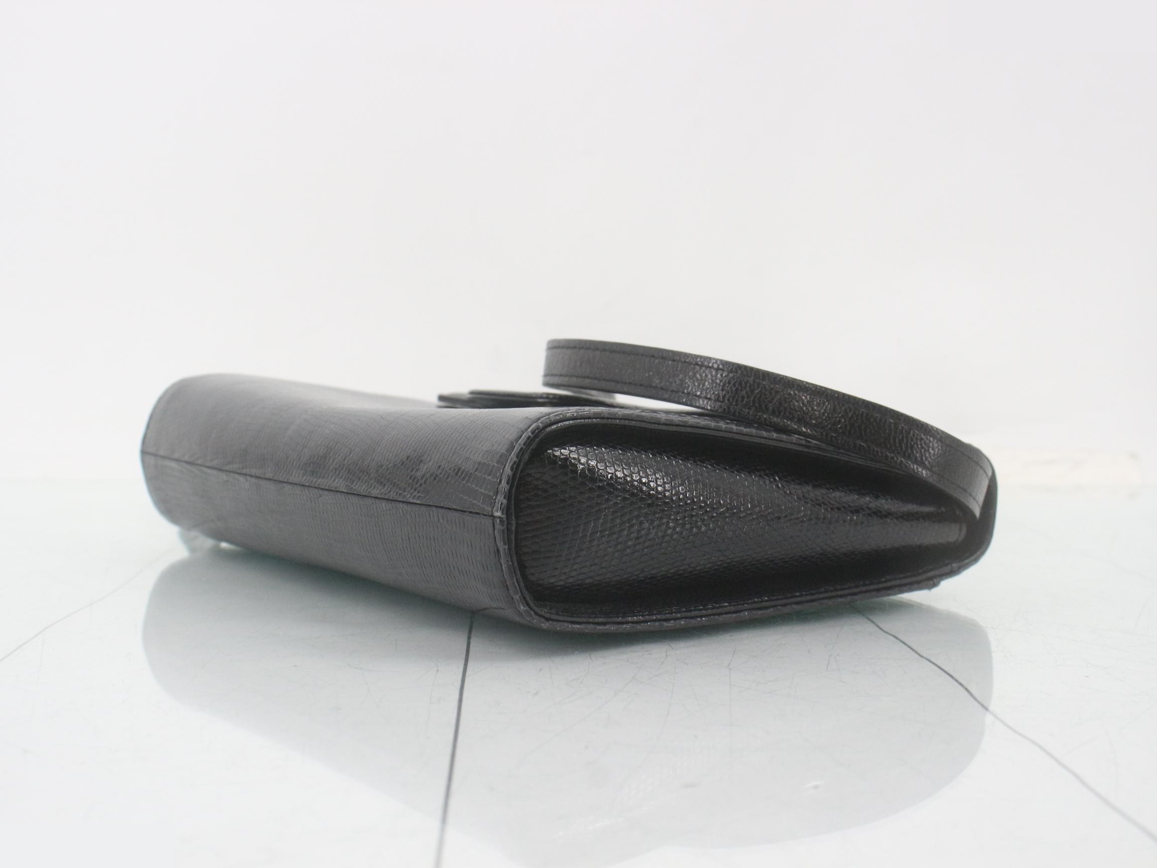 shoulder bag, lizard-embossed leather, black — view 6