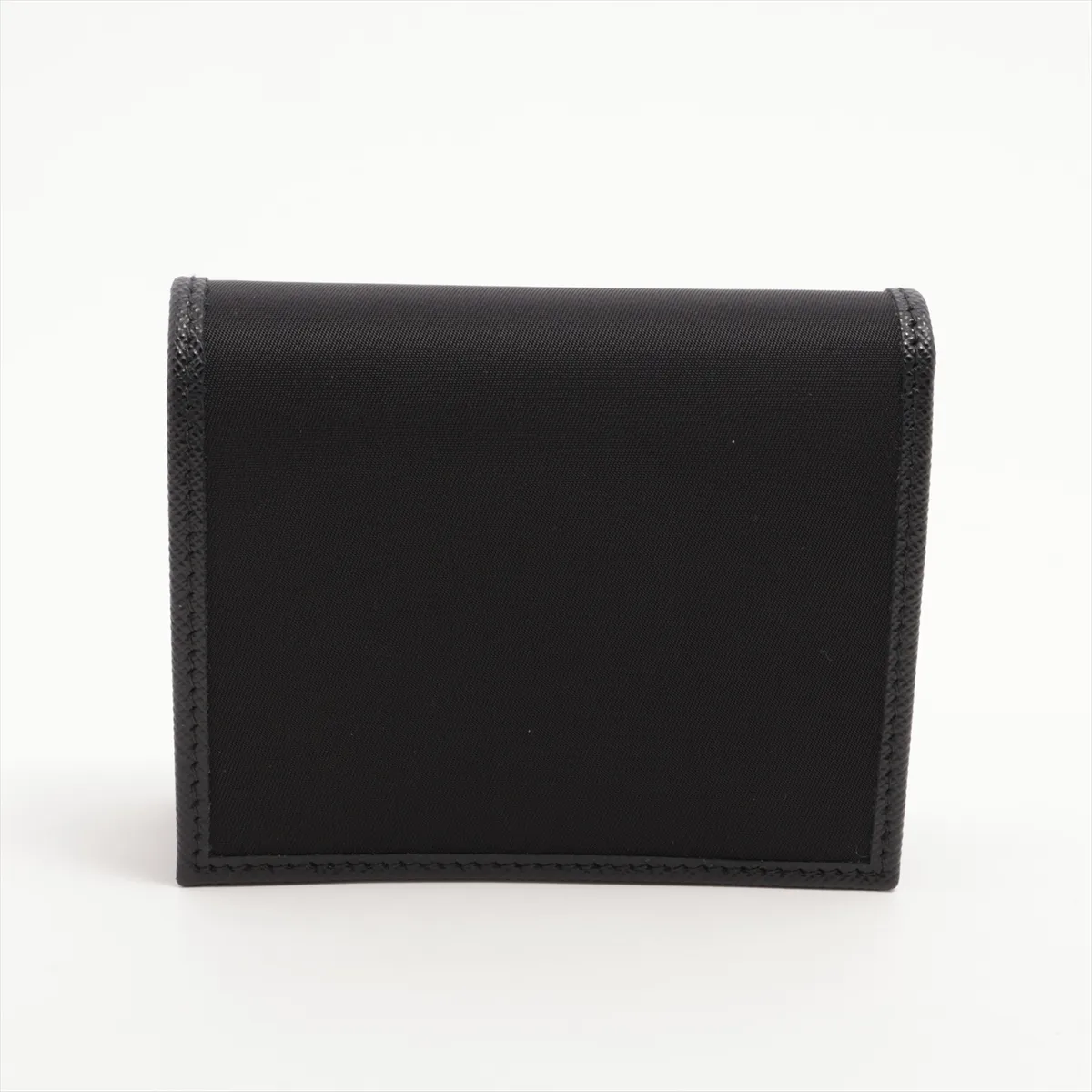 Tessuto x Saffiano 2MO008 Nylon x Leather Compact Wallet Black — view 2