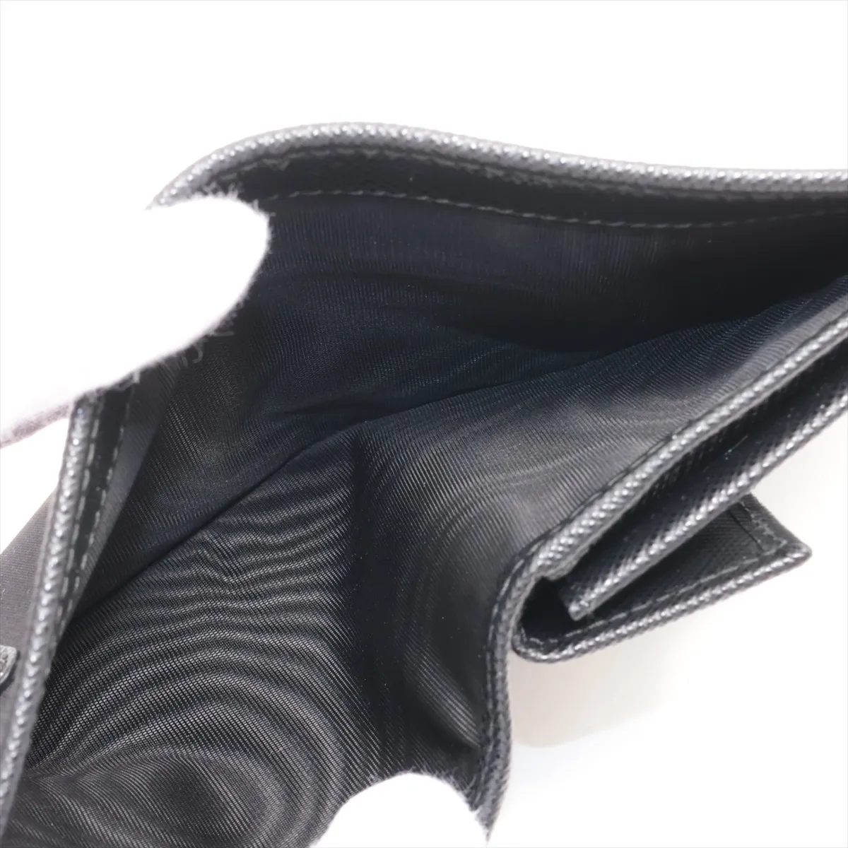Tessuto x Saffiano 2MO008 Nylon x Leather Compact Wallet Black — view 4